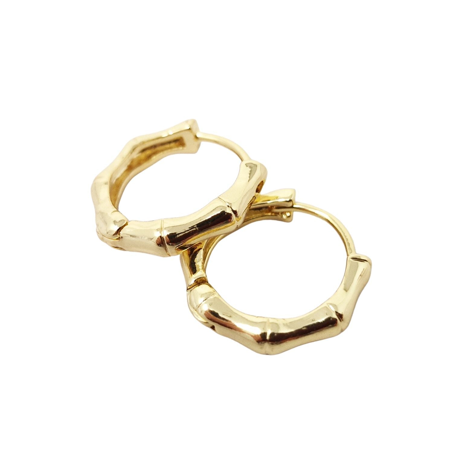Gold Plated Bamboo Everyday Huggie Earrings
