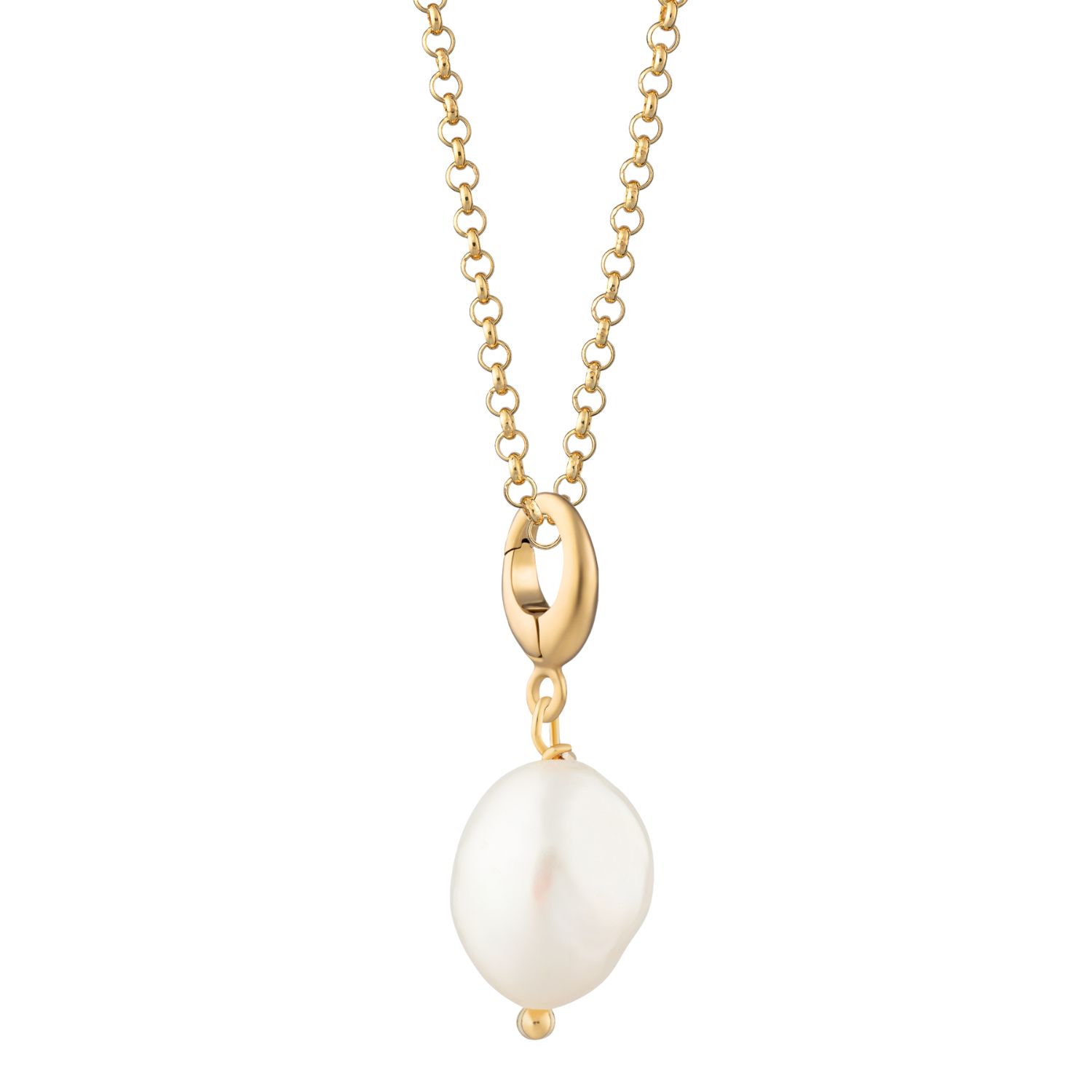 Gold Plated Baroque Pearl Charm Necklace