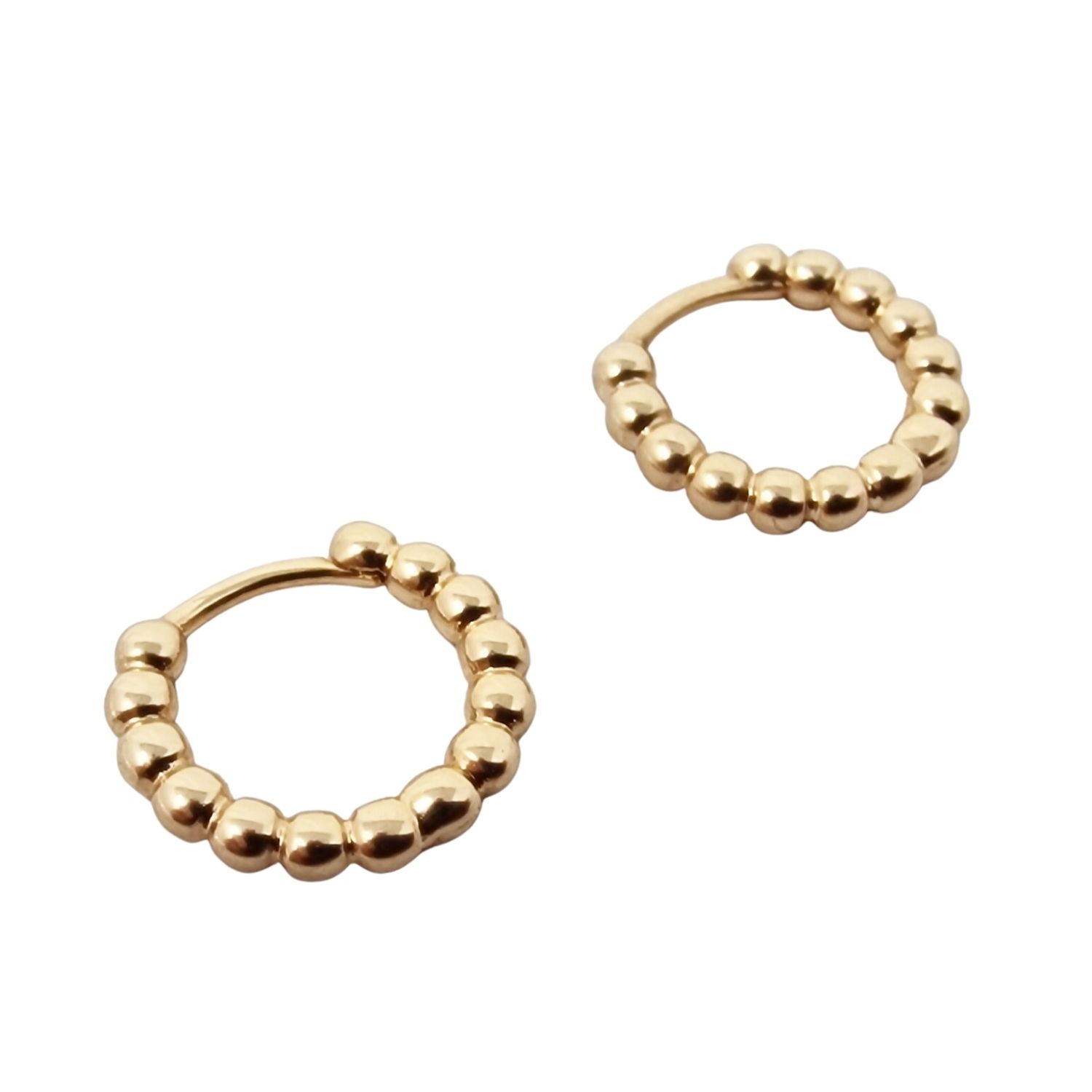 Gold Plated Beaded Round Huggies