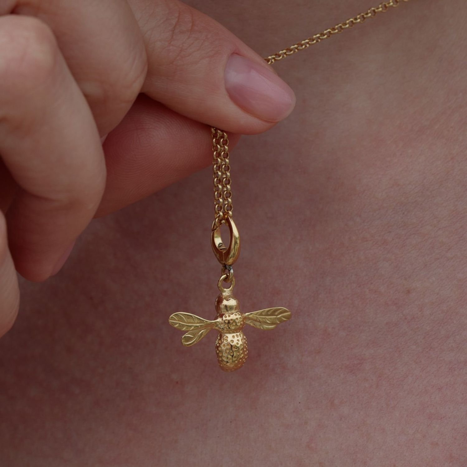 Gold Plated Bee Charm Necklace