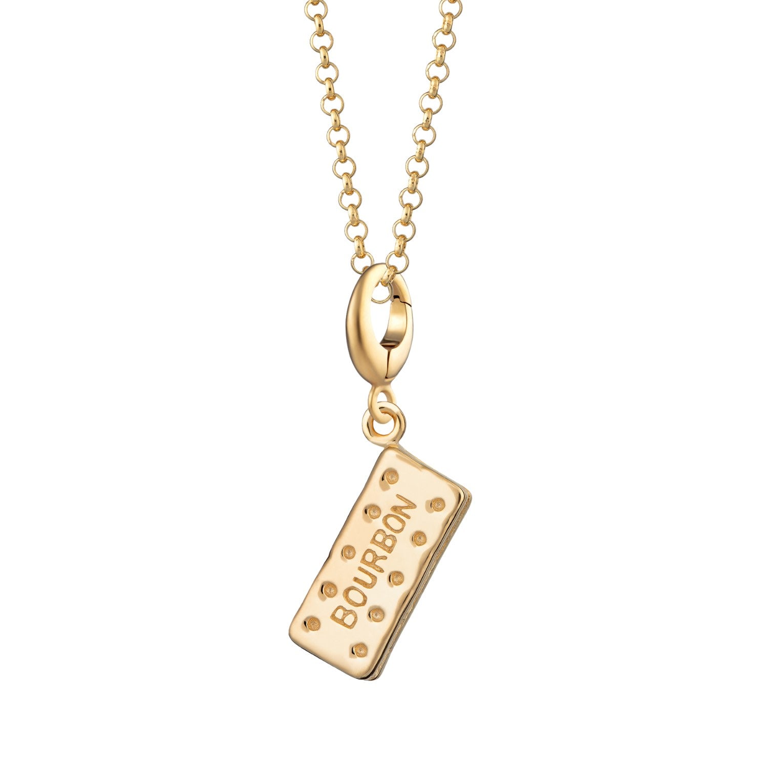 Gold Plated Bourbon Biscuit Charm Necklace