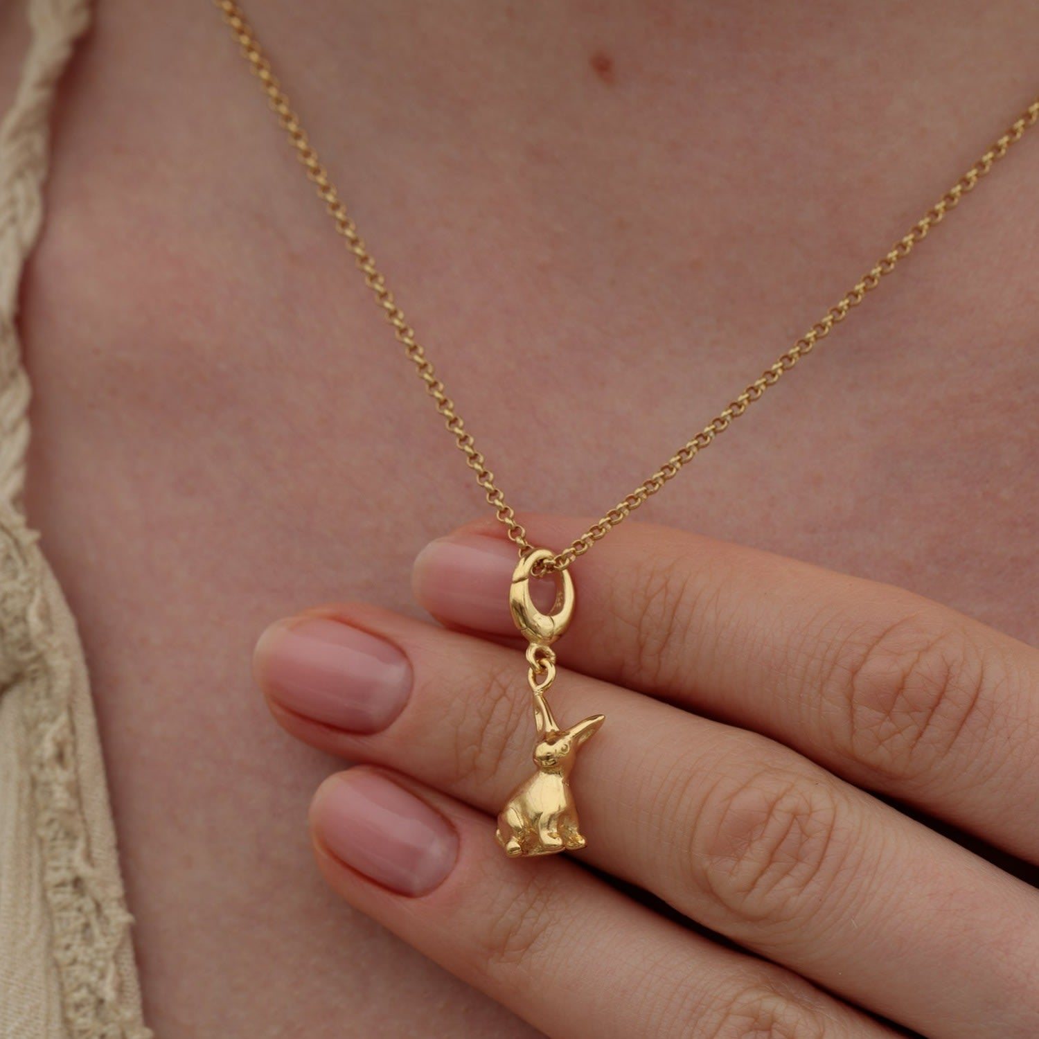 Gold Plated Bunny Charm Necklace