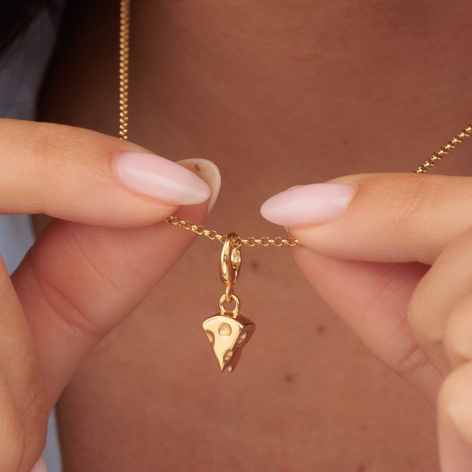 Gold Plated Cheese Slice Charm Necklace