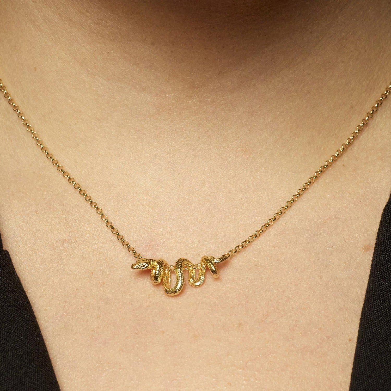 Gold Plated Chinese Zodiac Snake Necklace