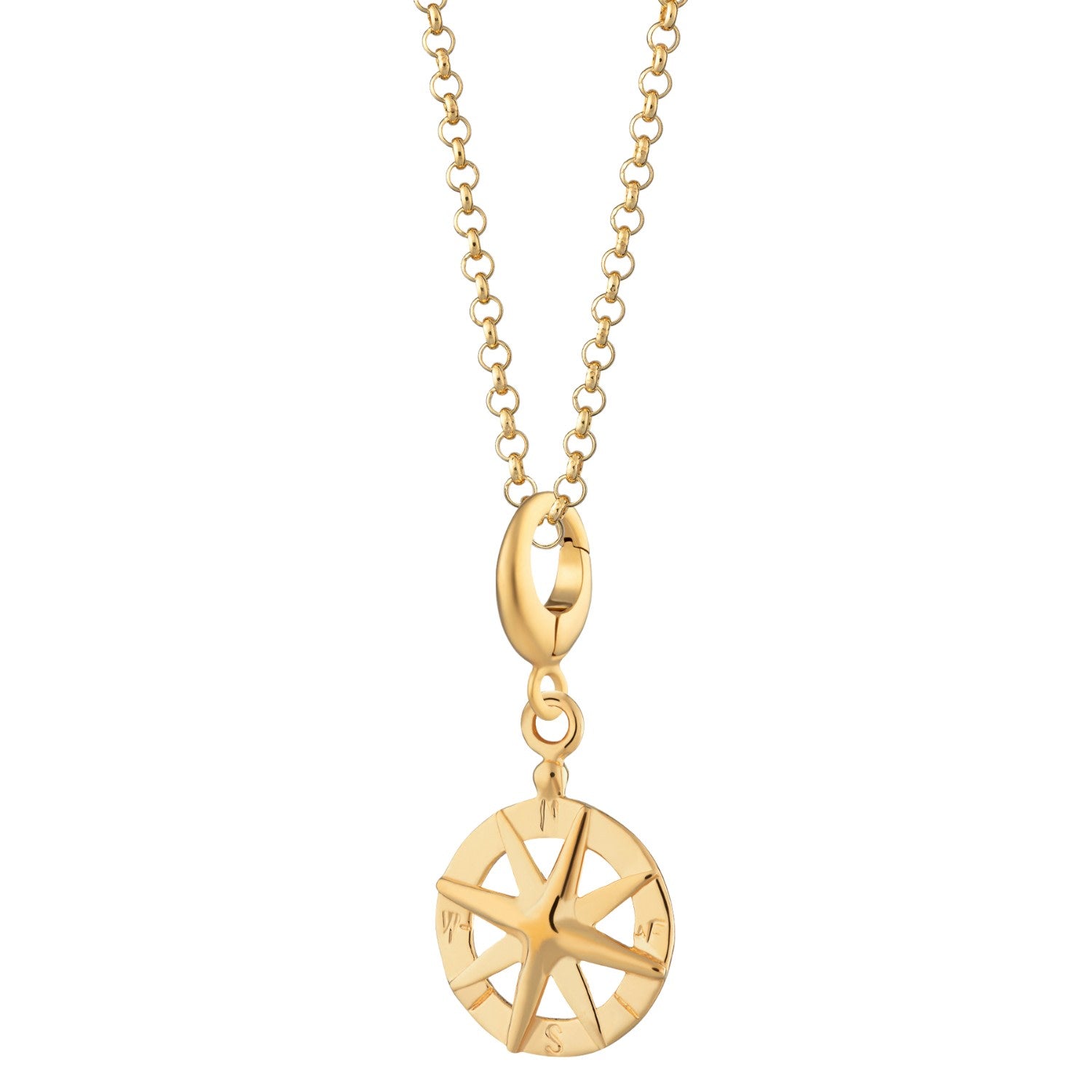 Gold Plated Compass Charm Necklace