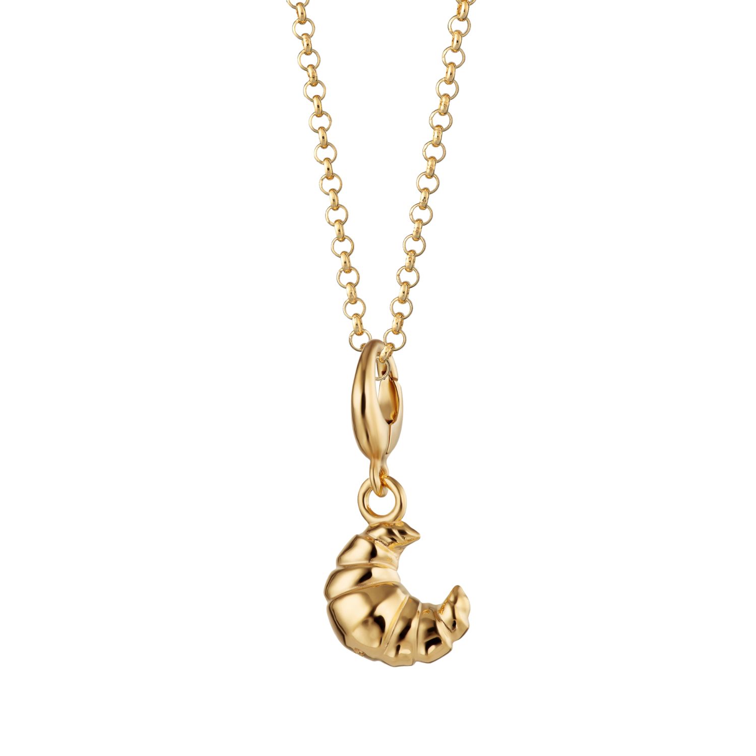 Gold Plated Croissant Charm Necklace