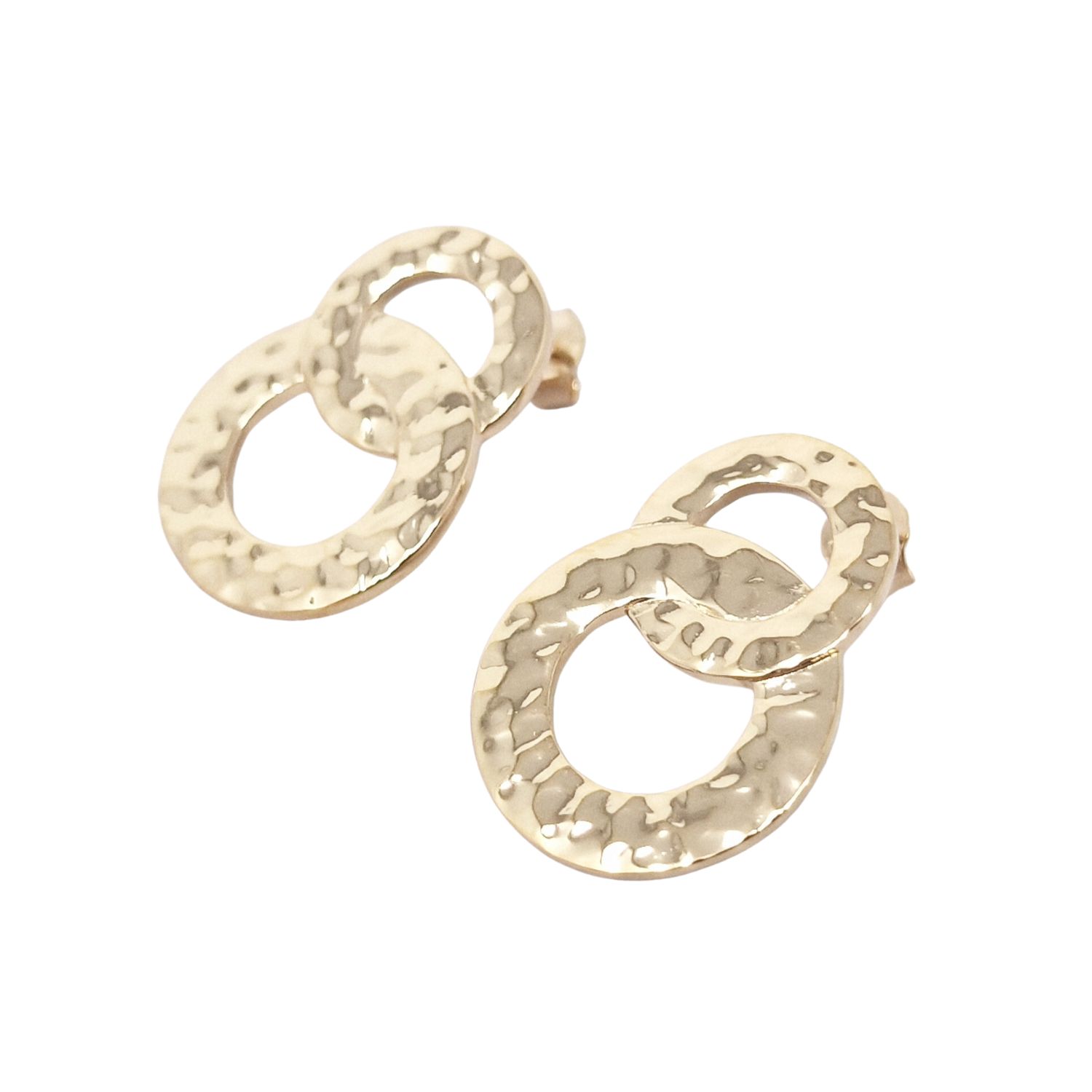 Gold Plated Double Hoop Circle Drop Earrings