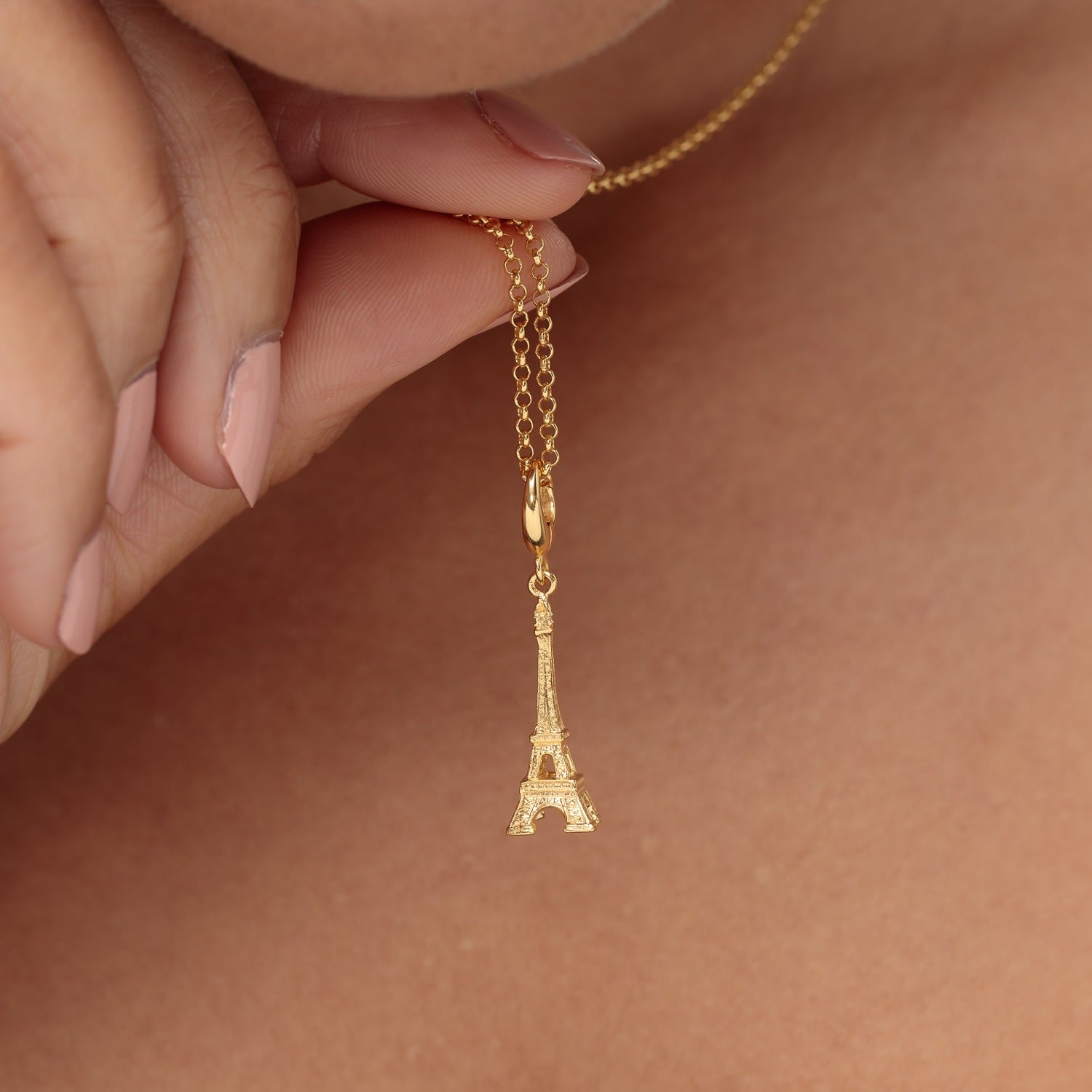 Gold Plated Eiffel Tower Charm Necklace