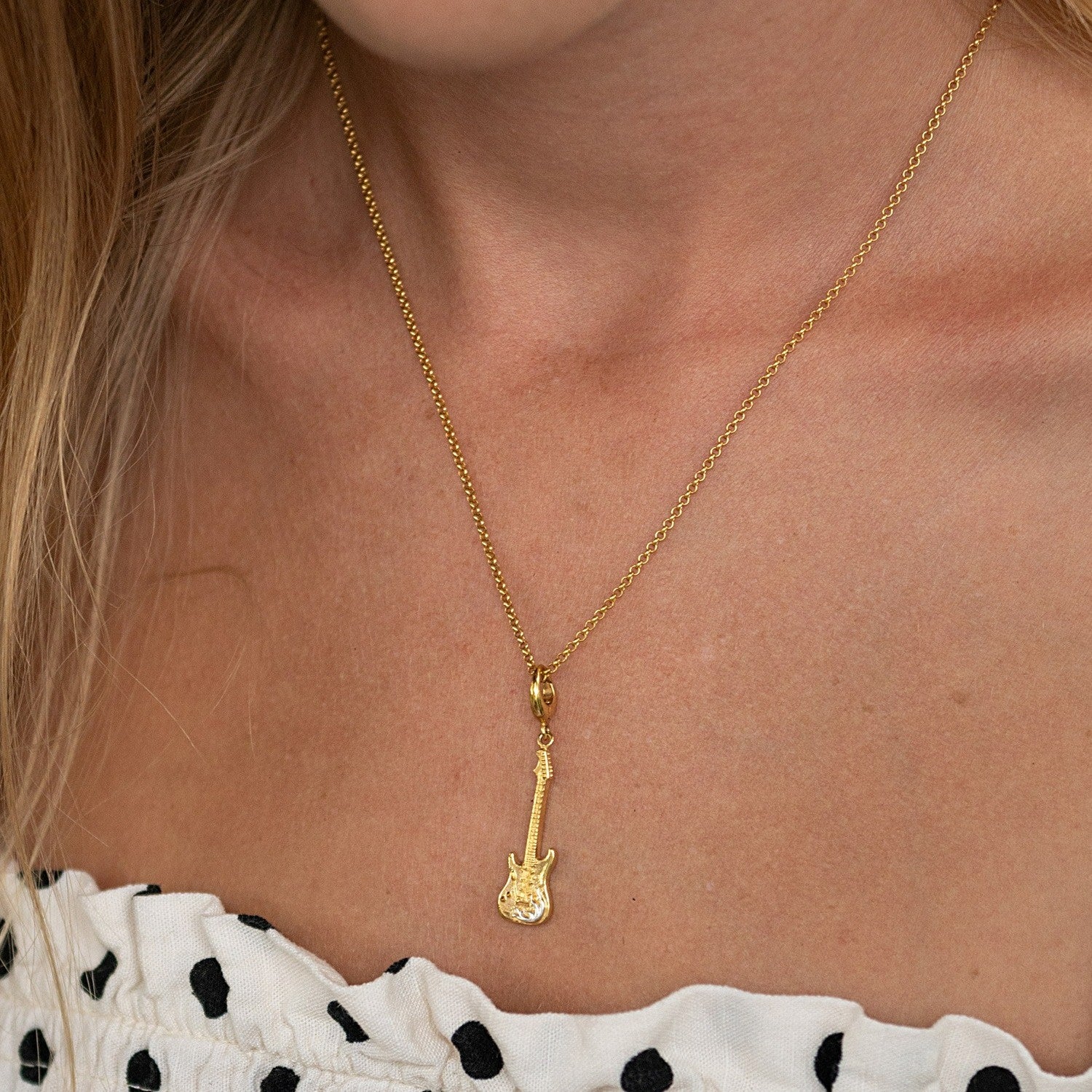 Gold Plated Electric Guitar Charm Necklace