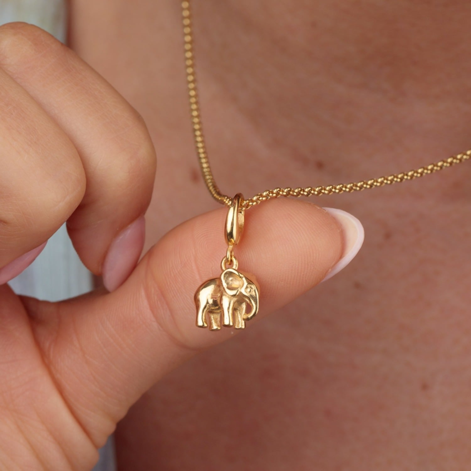 Gold Plated Elephant Charm Necklace