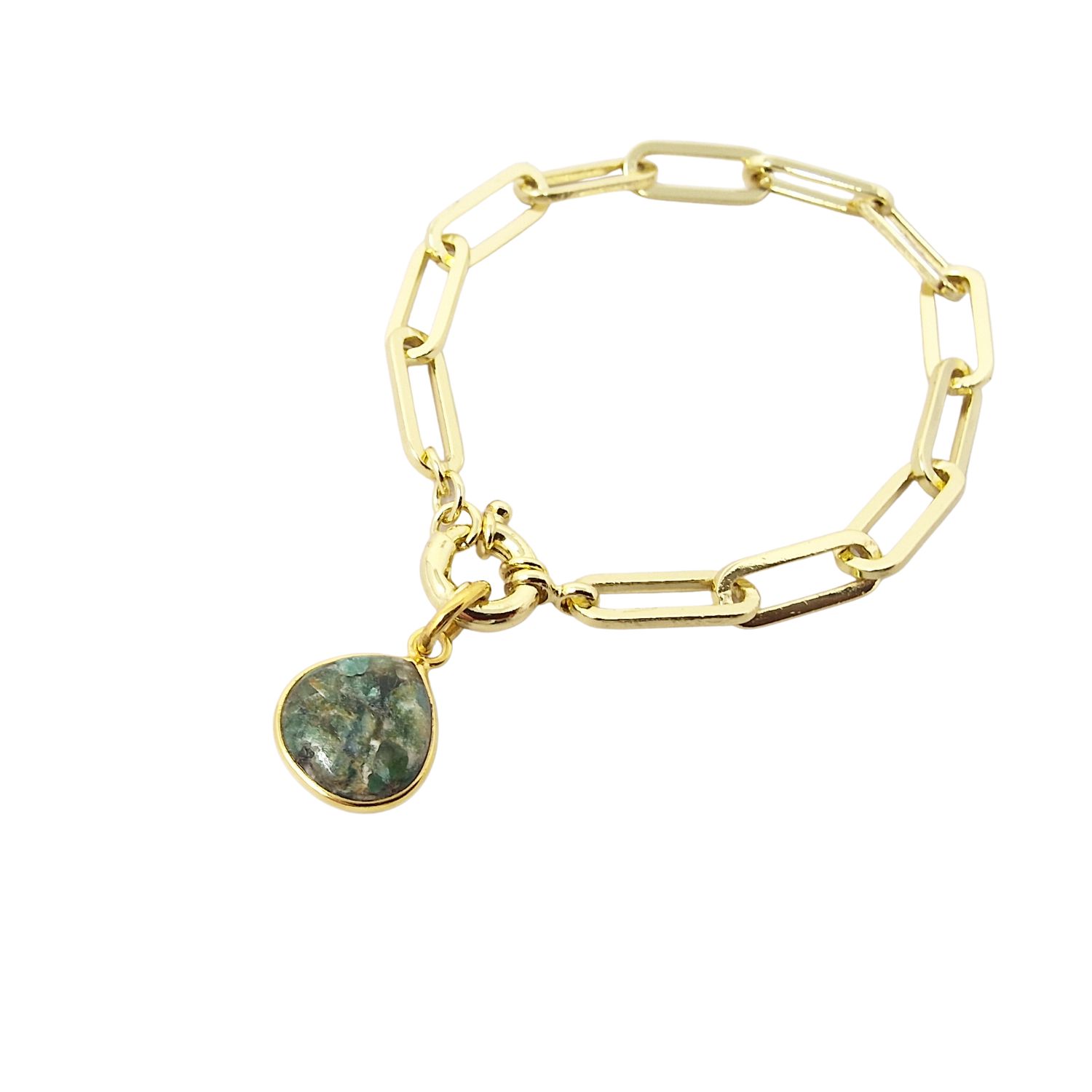 Gold Plated Emerald May Birthstone Gemstone Crystal Bracelet