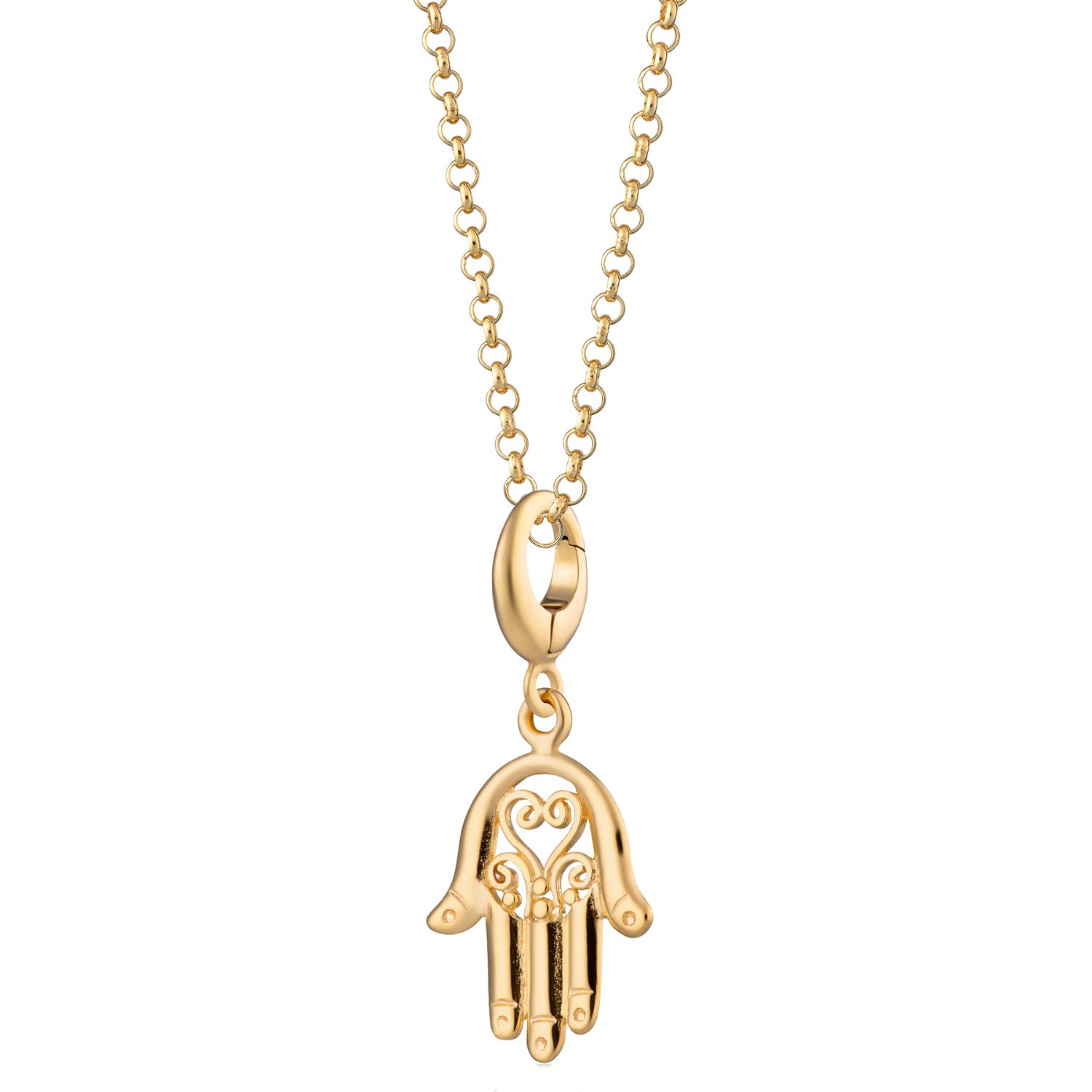 Gold Plated Fatima Hand Charm Necklace