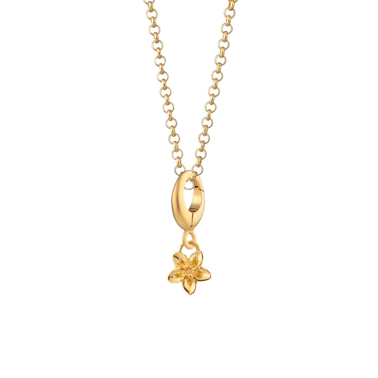 Gold Plated Forget Me Not Flower Charm Necklace