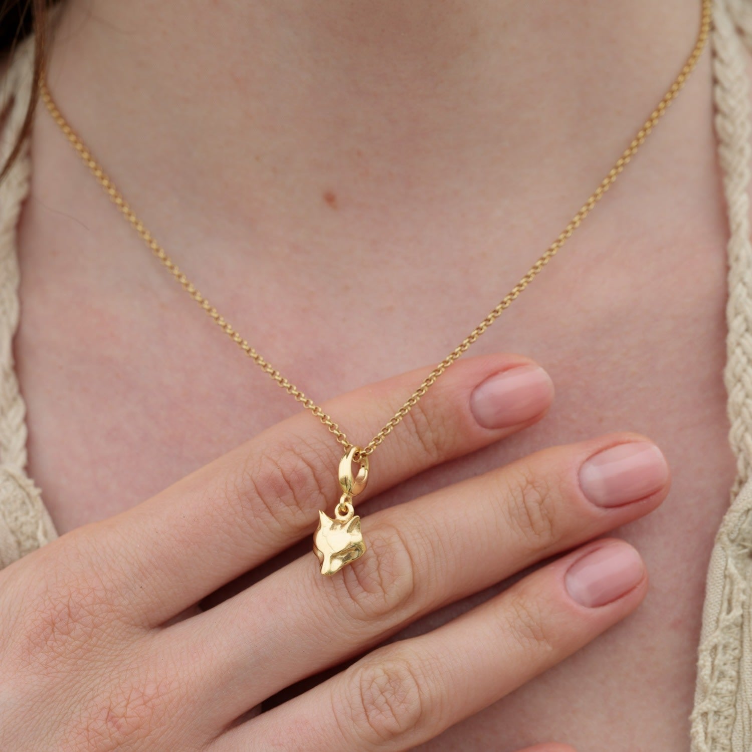 Gold Plated Fox Charm Necklace