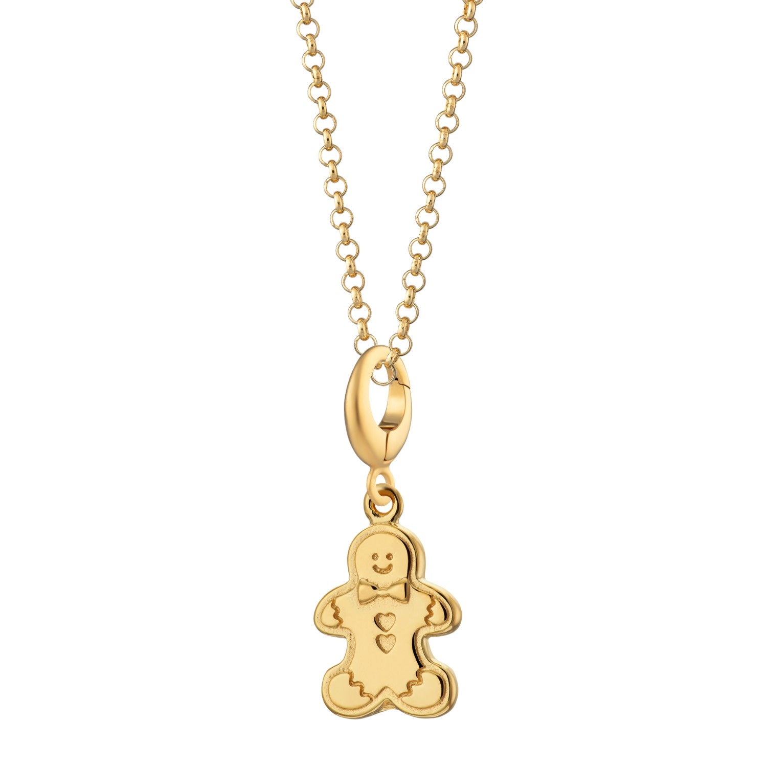 Gold Plated Gingerbread Man Biscuit Charm Necklace