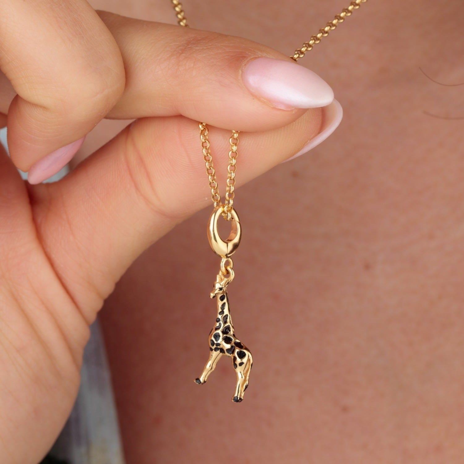 Gold Plated Giraffe Charm Necklace