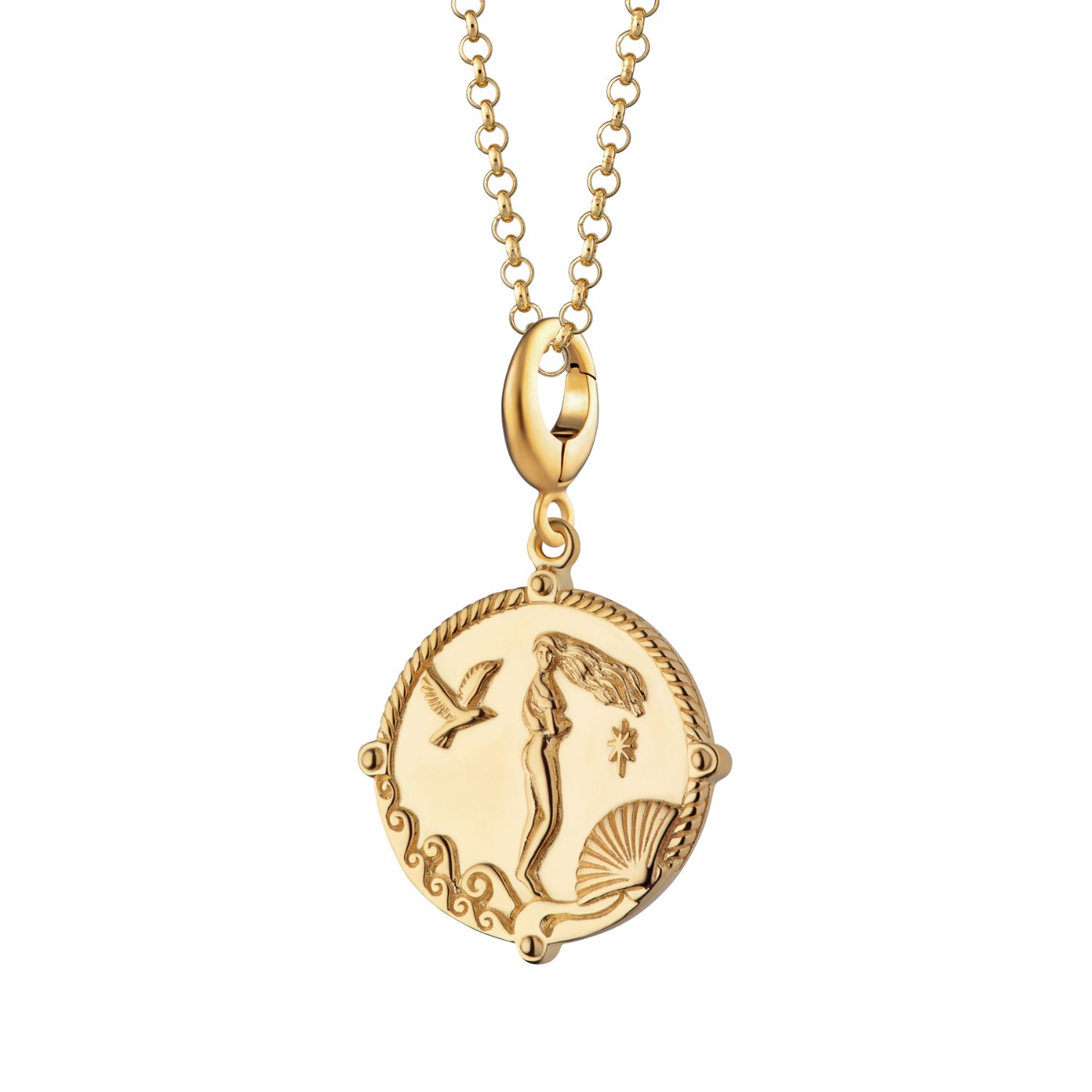 Gold Plated Goddess Of Love Aphrodite Charm Necklace