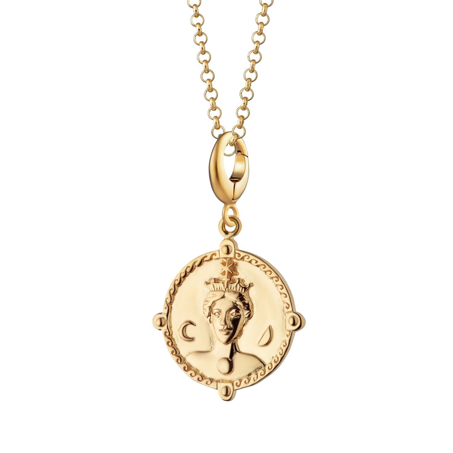 Gold Plated Goddess Of Women And Mothers Hera Charm Necklace