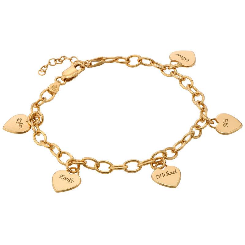 Link Bracelet with Heart Charms in 18k Gold Plating