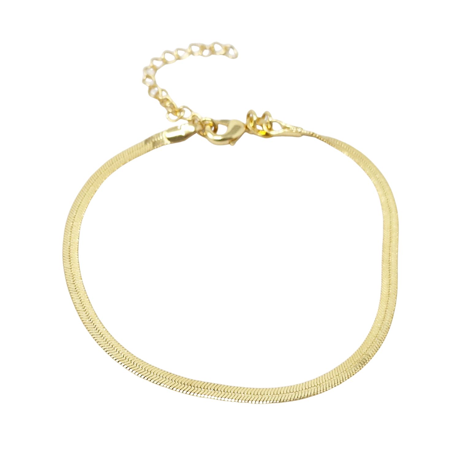 Gold Plated Herringbone Snake Chain Bracelet