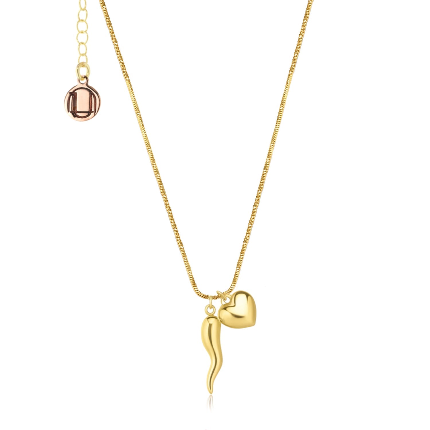 Gold-Plated Italian Horn And Heart Necklace – Handmade Good Luck Pendant From Italy