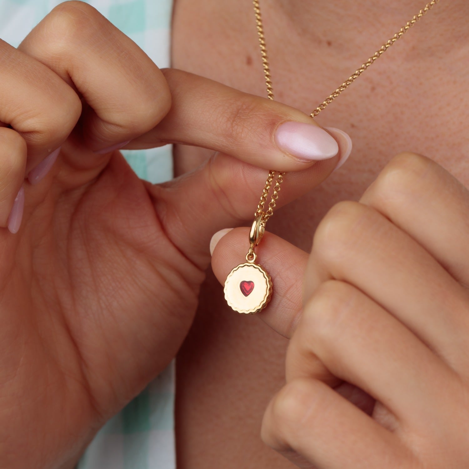 Gold Plated Jammie Dodger Biscuit Charm Necklace