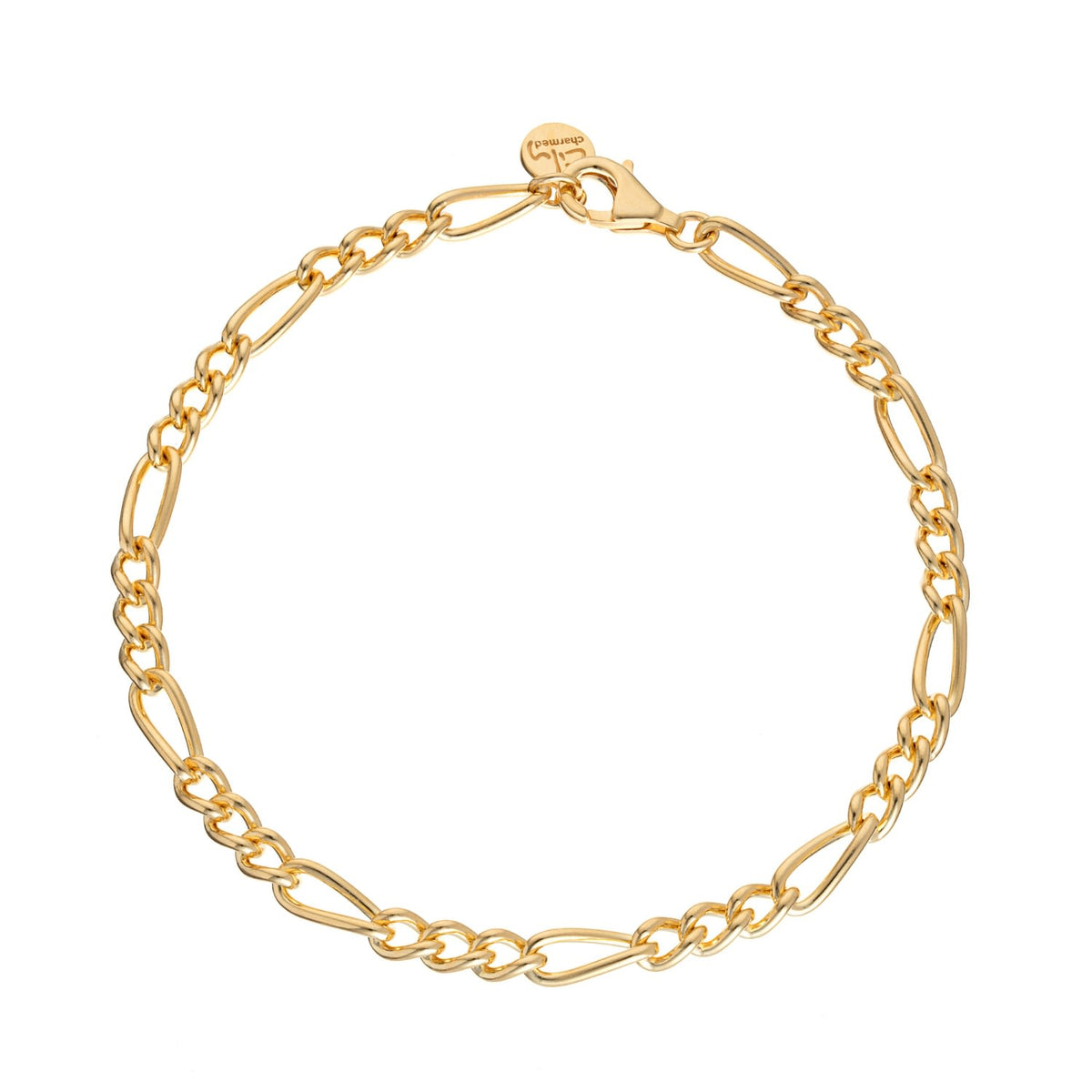 Gold Plated Large Linked Figaro Charm Bracelet