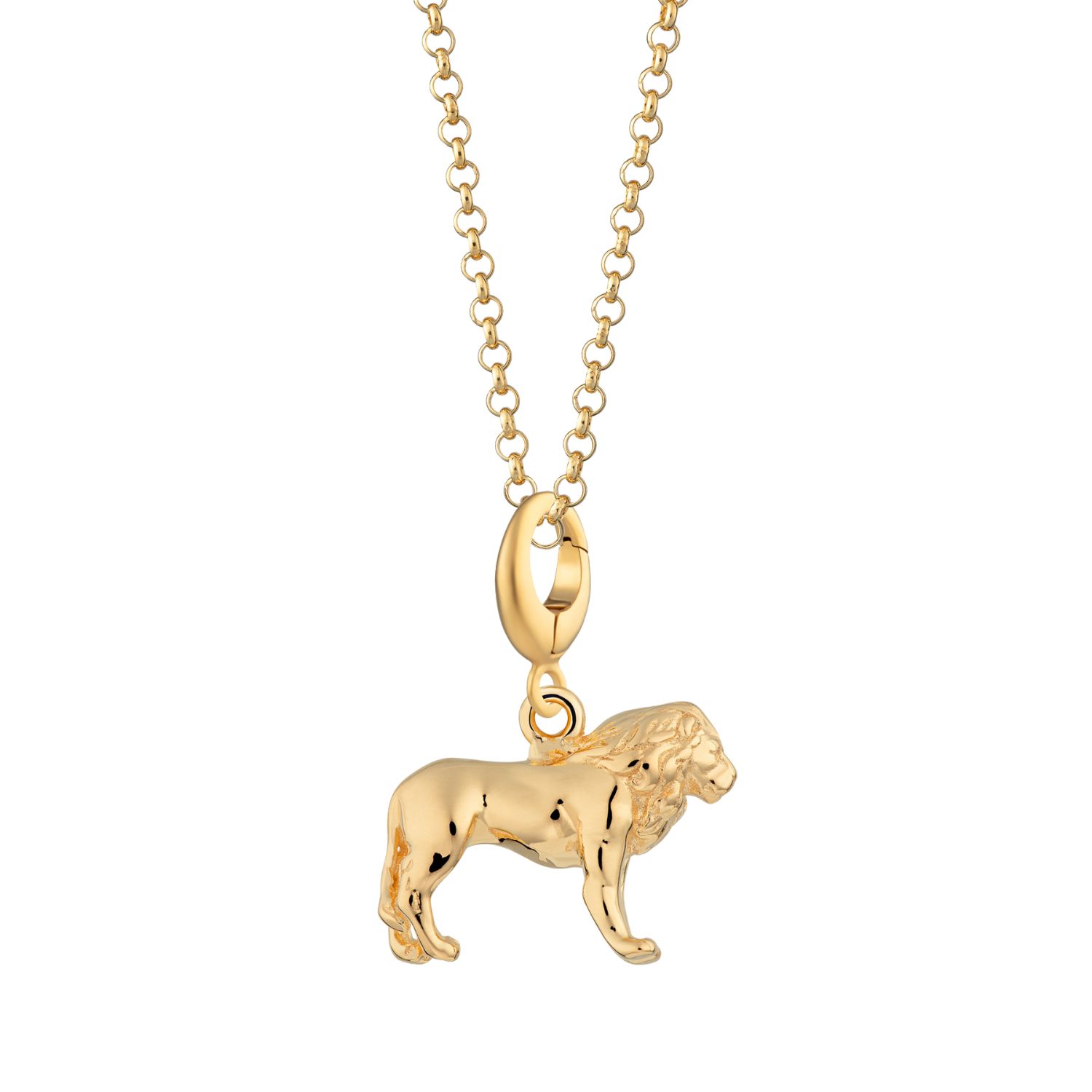 Gold Plated Lion Charm Necklace
