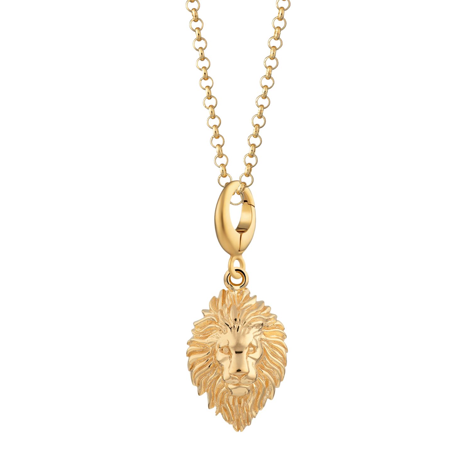 Gold Plated Lion Head Zodiac Charm Necklace