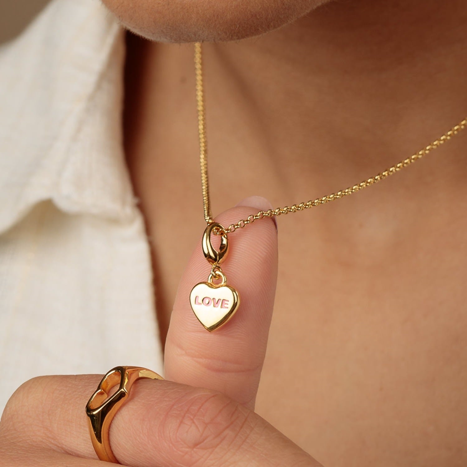 Gold Plated Love Heart Sweet Charm Necklace