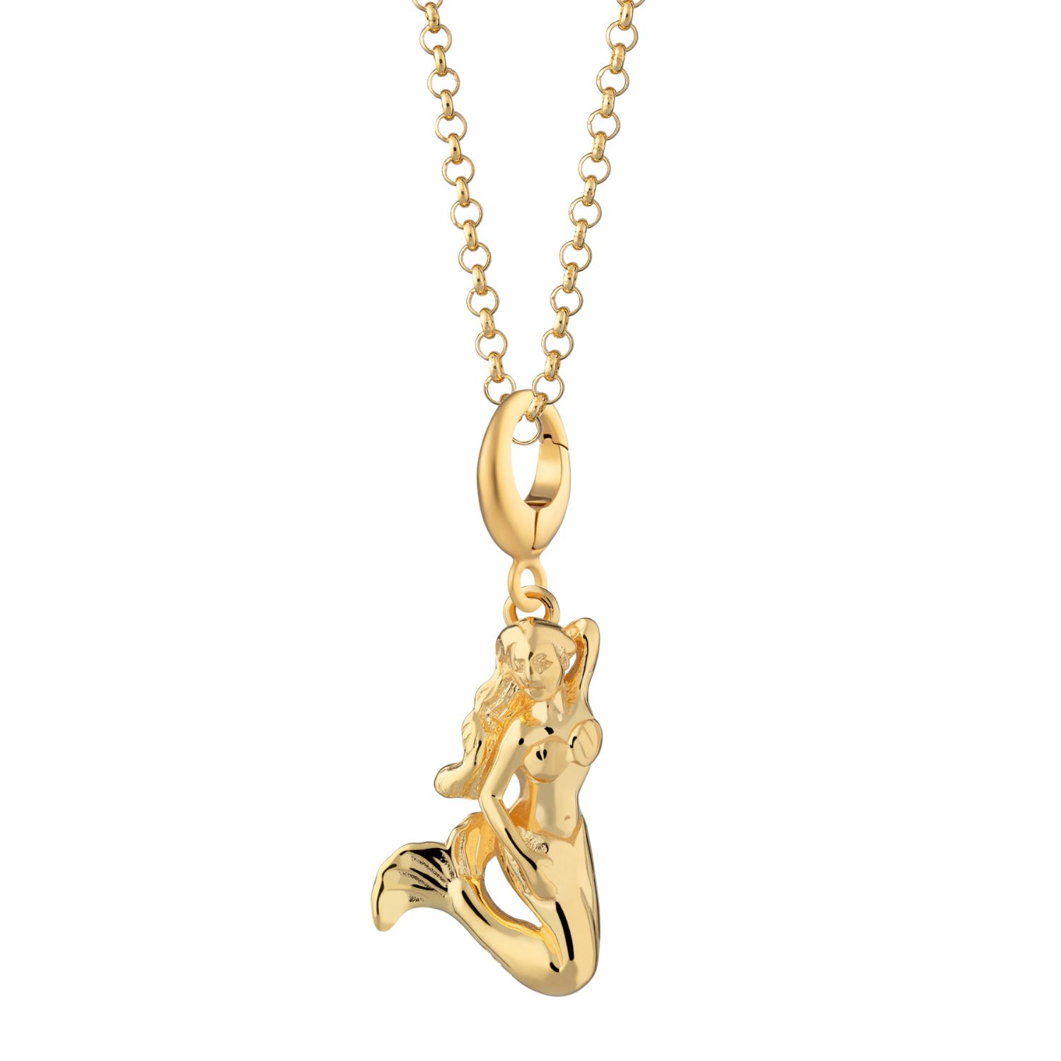Gold Plated Mermaid Charm Necklace