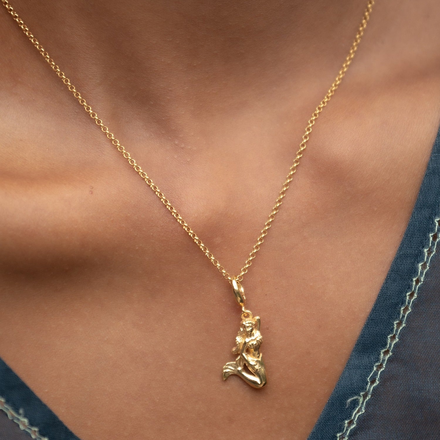 Gold Plated Mermaid Charm Necklace