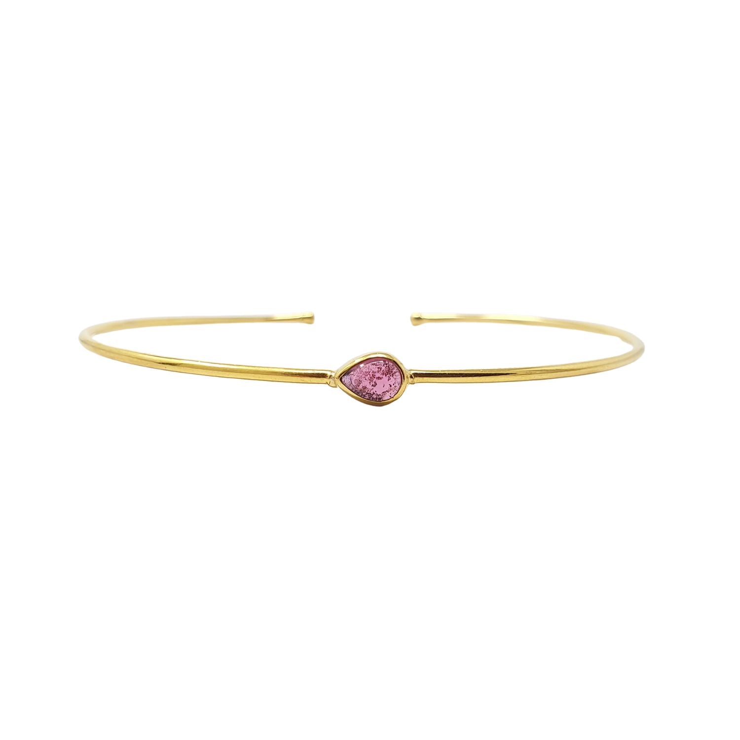 Gold Plated Minimalist Ruby July Birthstone Bangle