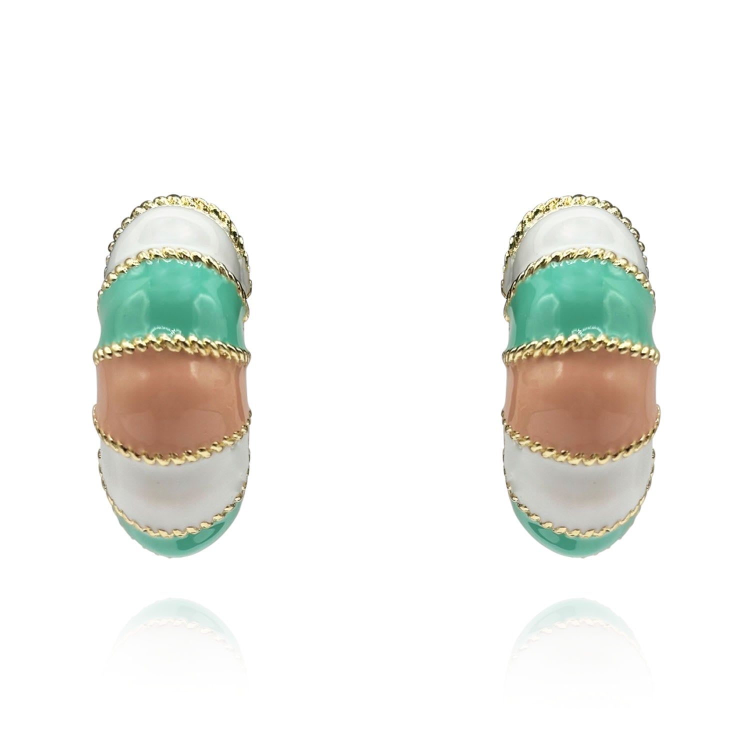 Gold-Plated Multi Color Enamel Clip-On Earrings