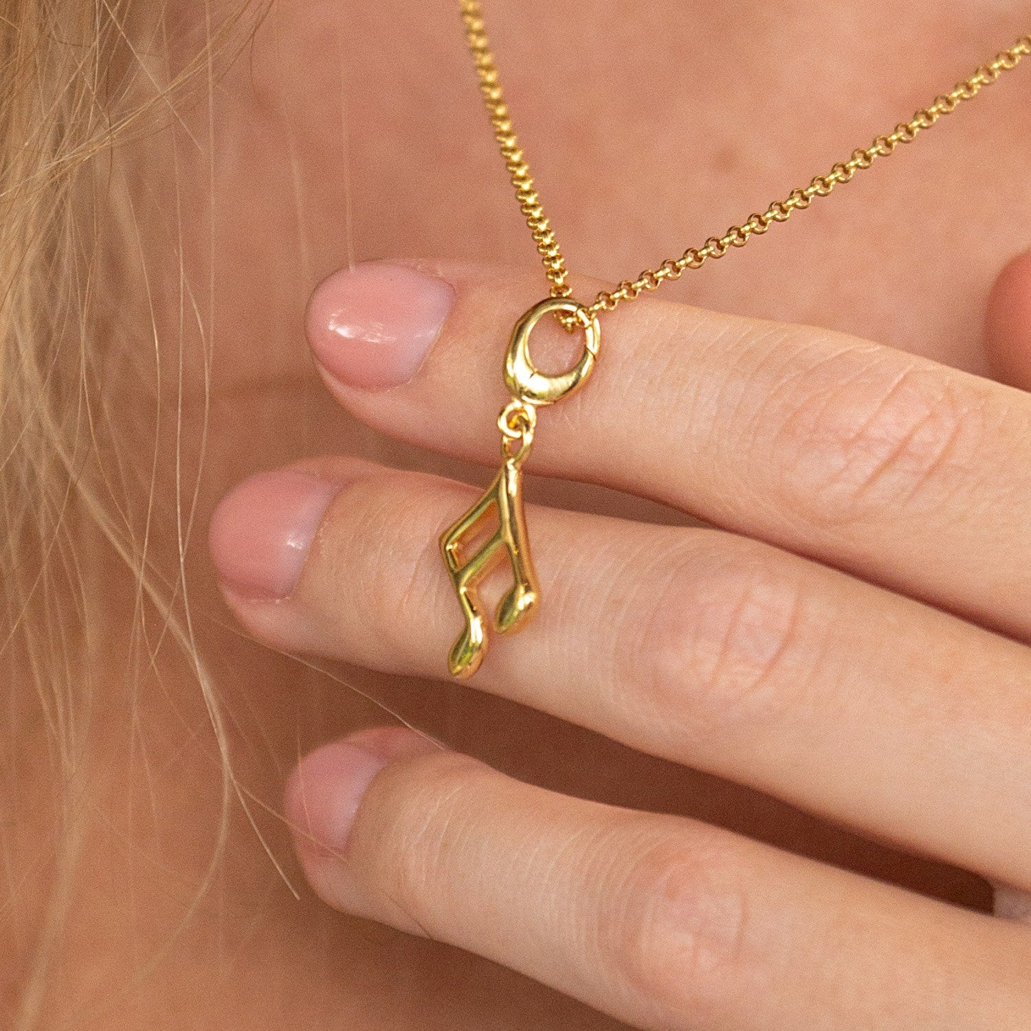 Gold Plated Music Note Charm Necklace