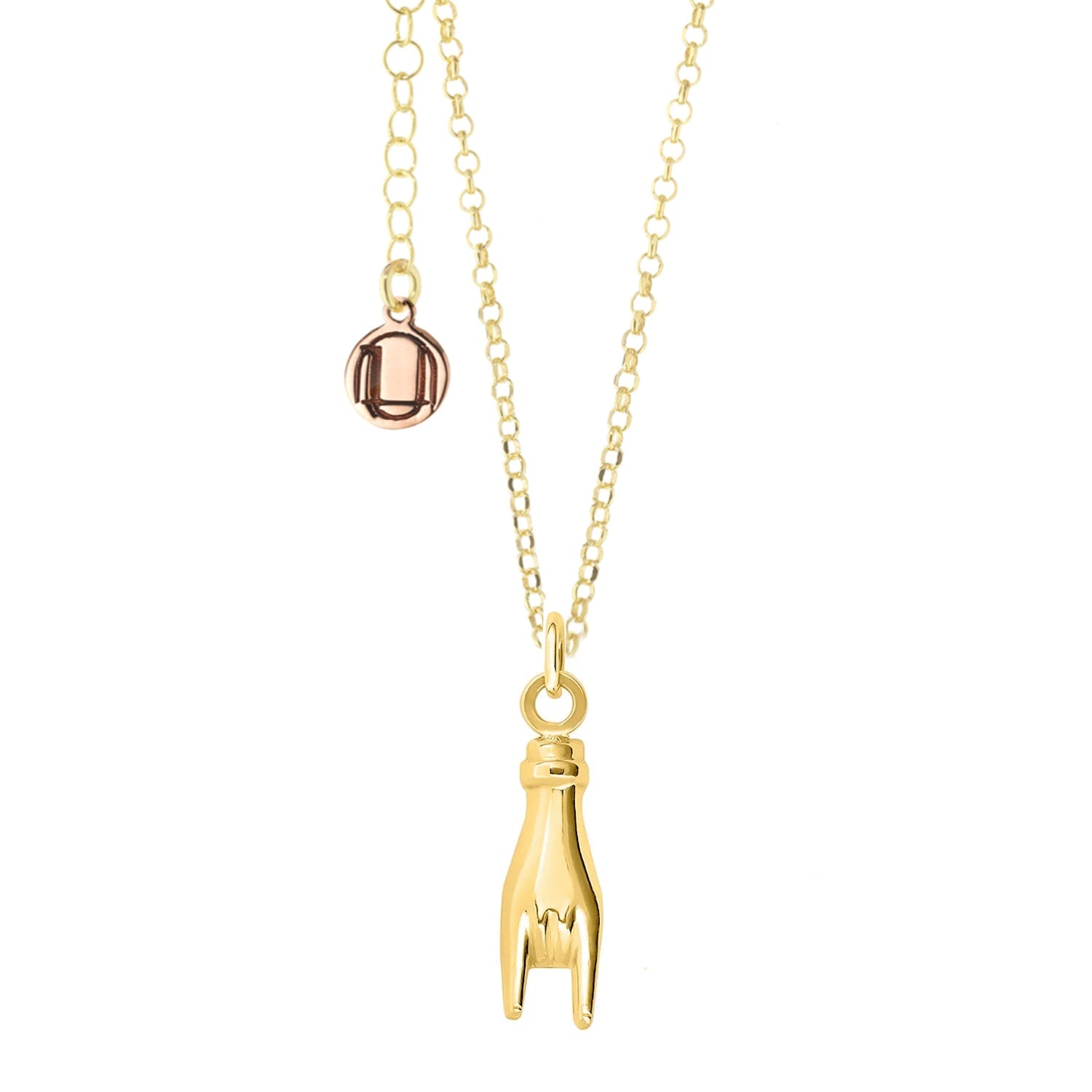 Gold-Plated Necklace With Italian Horned Hand Charm – A Talisman Of Protection