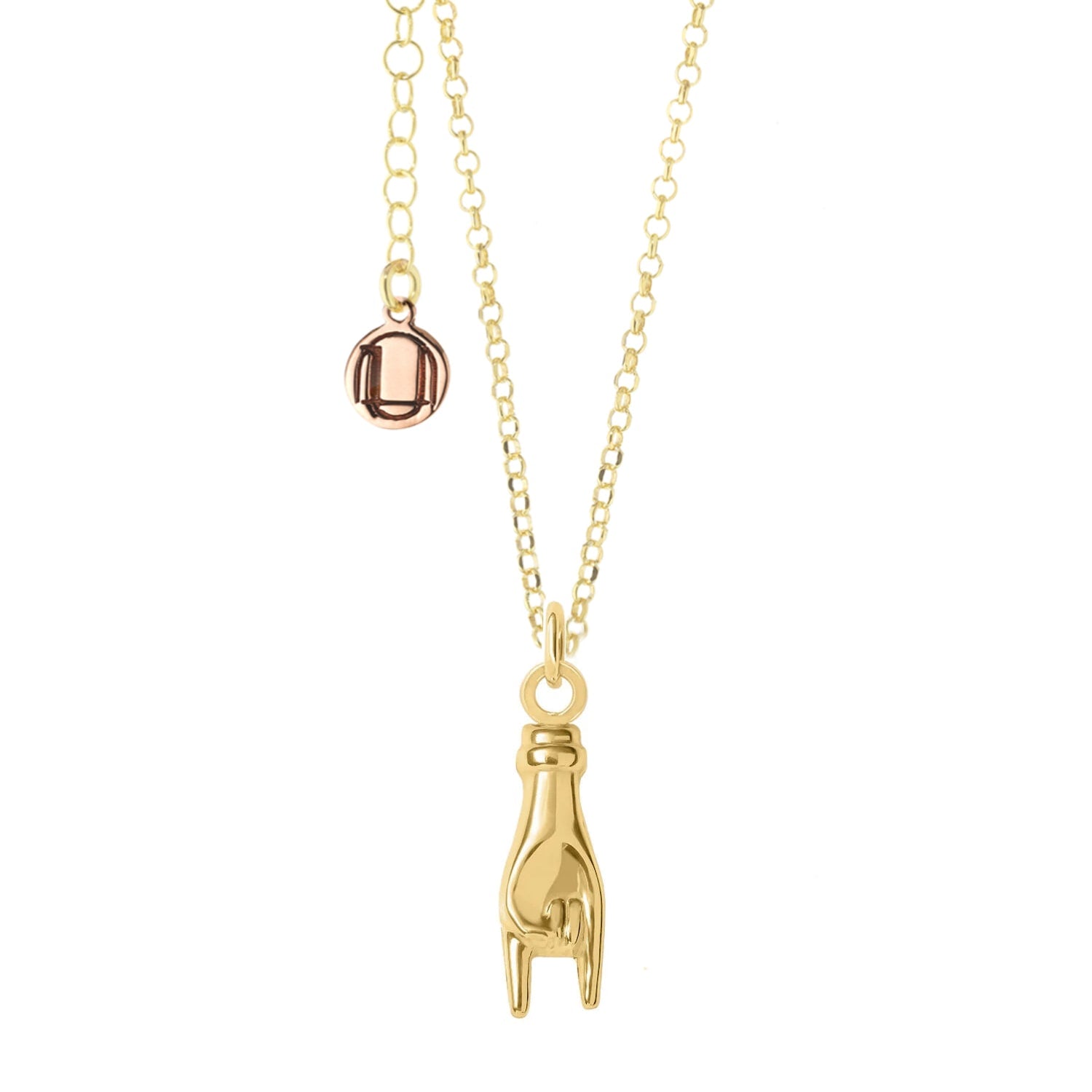 Gold-Plated Necklace With Italian Horned Hand Charm – A Talisman Of Protection