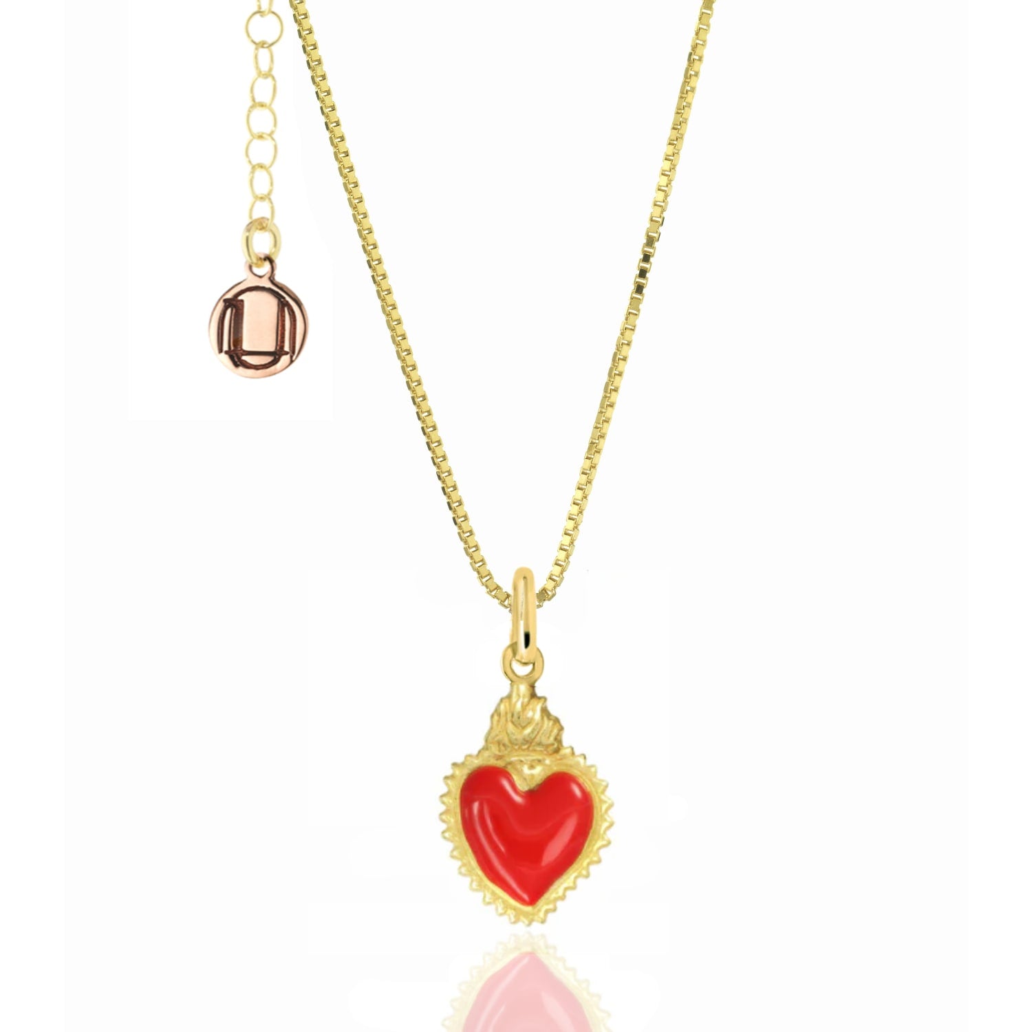 Gold-Plated Necklace With Red Heart Pendant