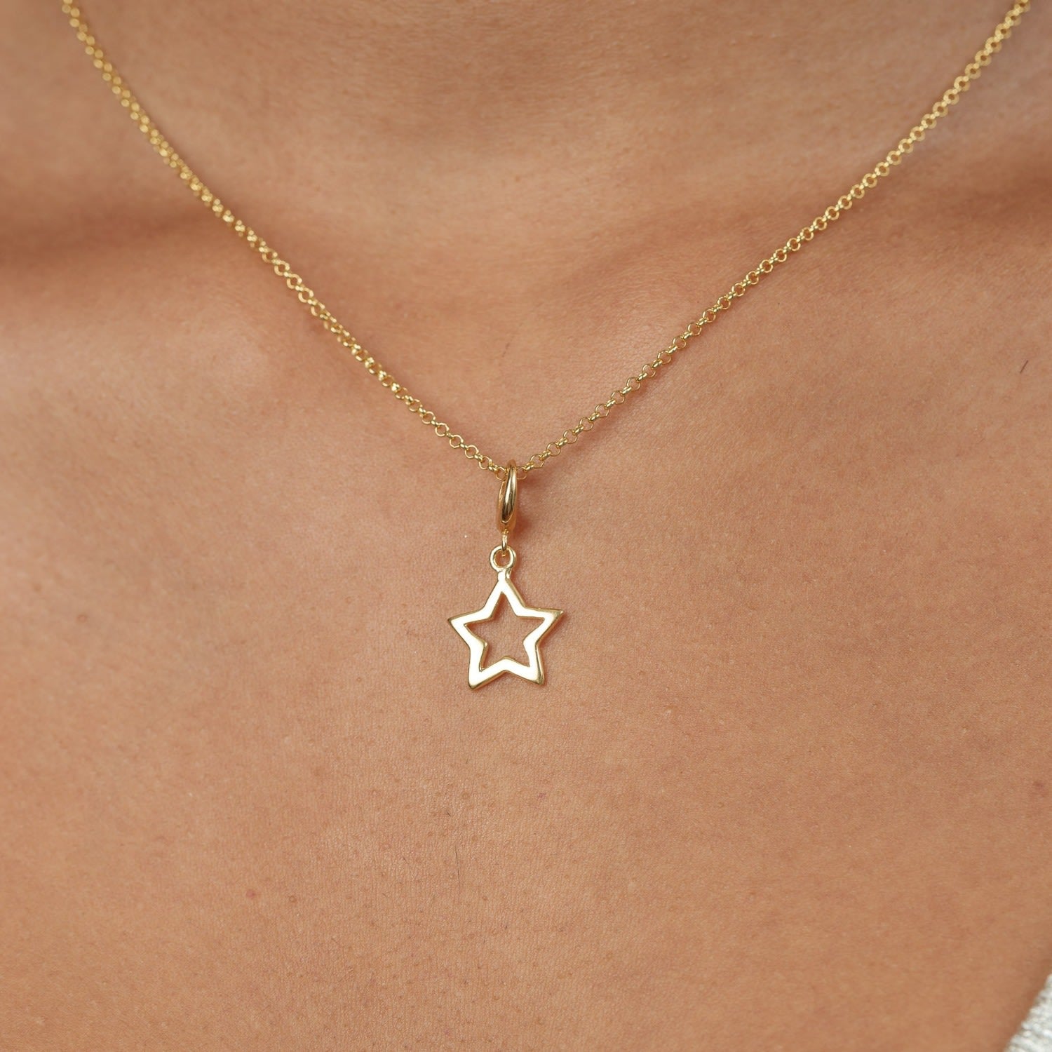 Gold Plated Open Star Necklace