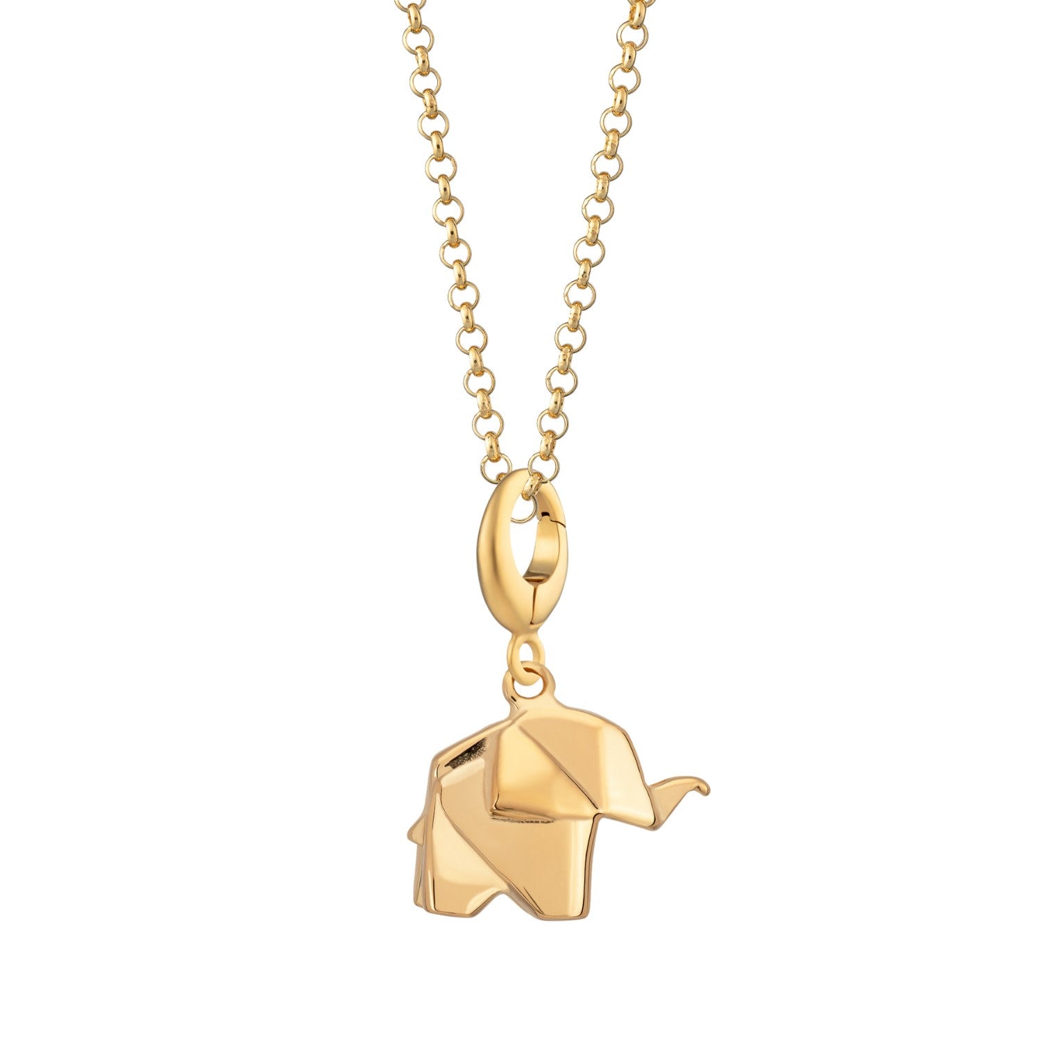 Gold Plated Origami Elephant Charm Necklace