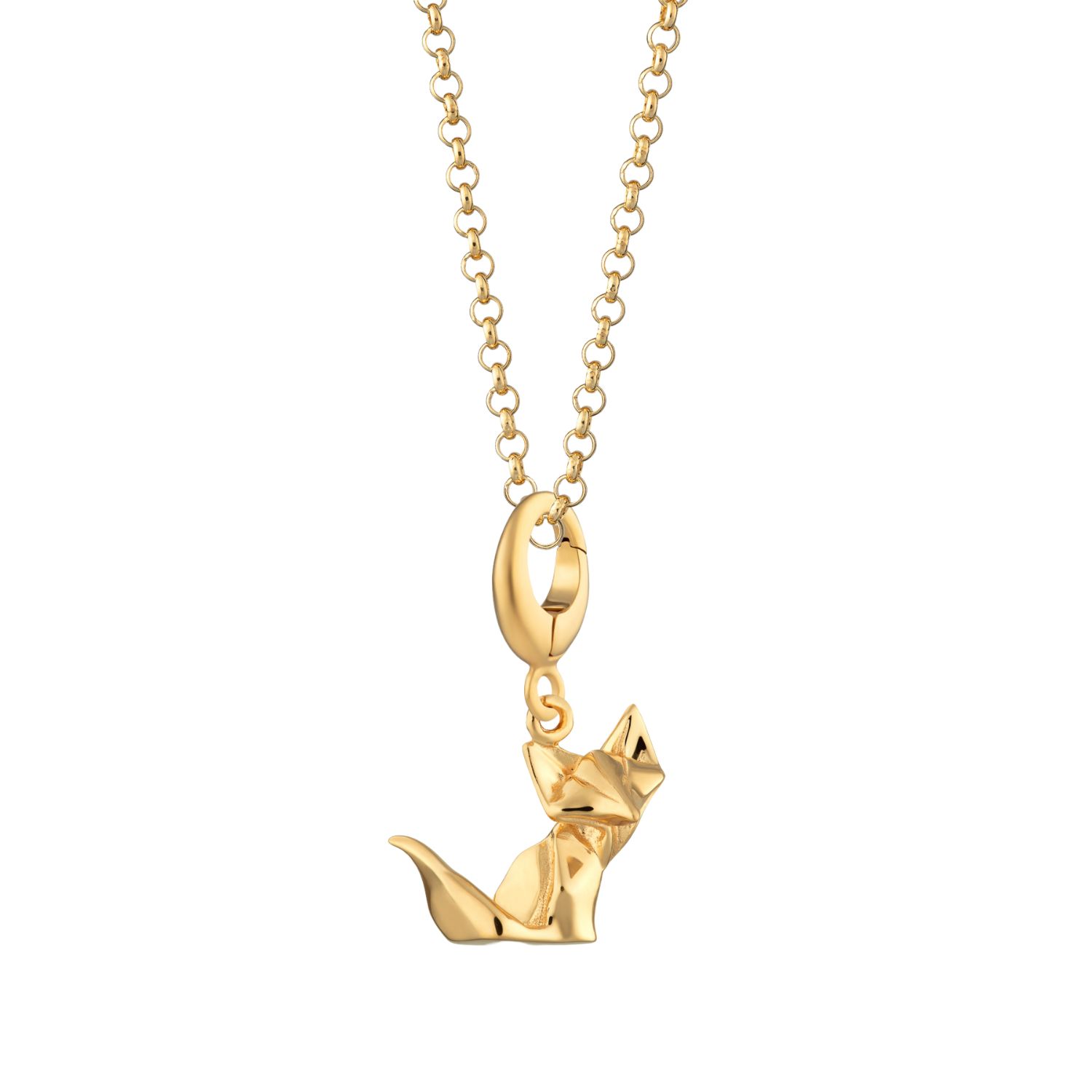Gold Plated Origami Fox Charm Necklace