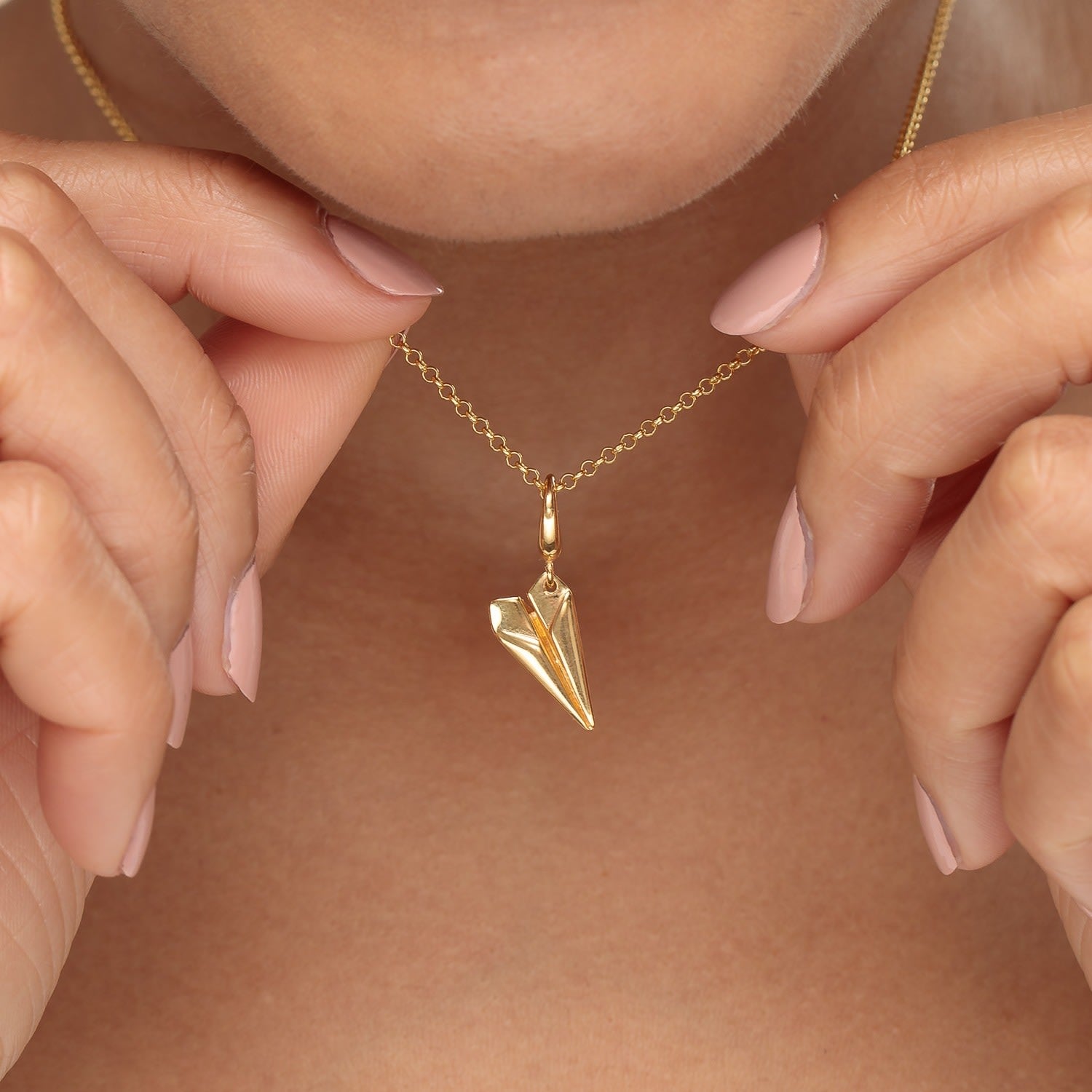 Gold Plated Paper Plane Charm Necklace