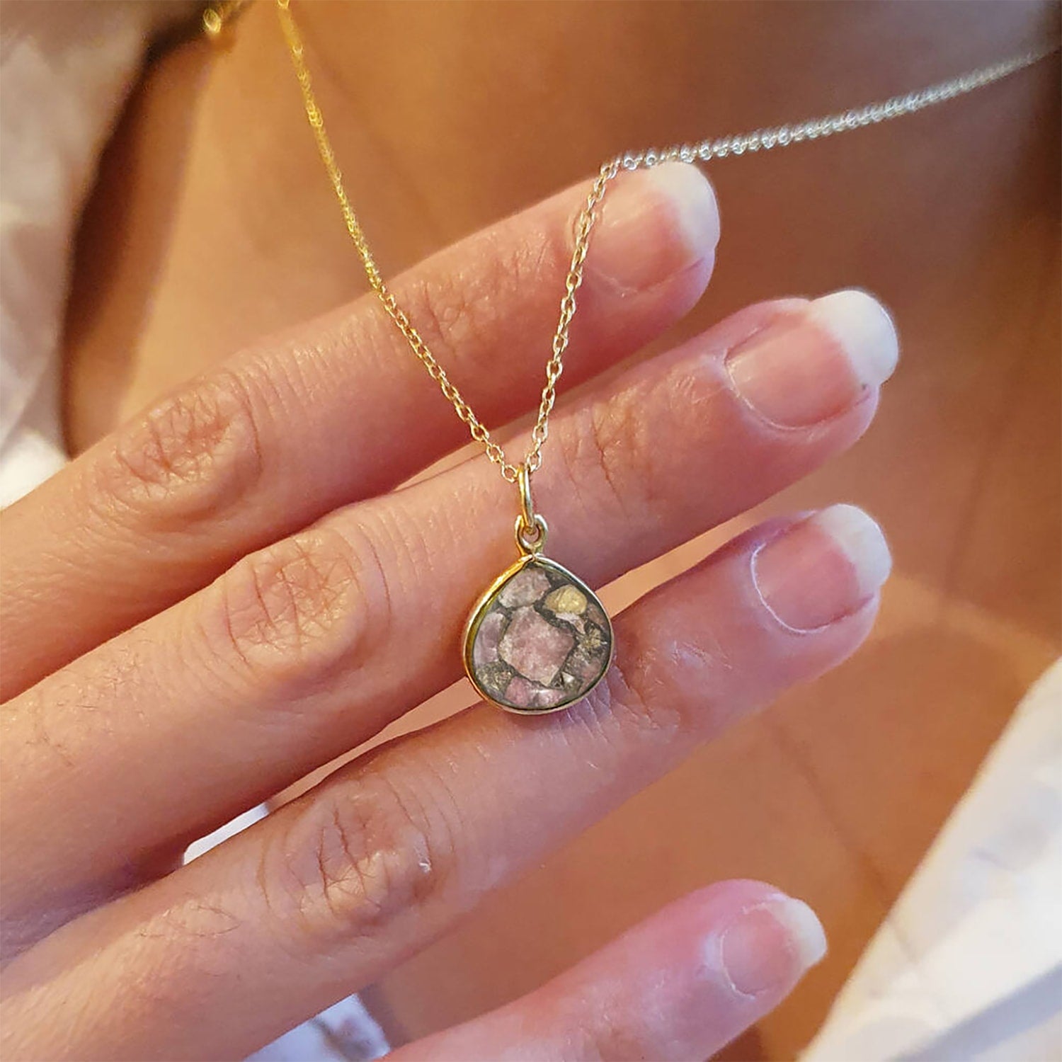 Gold Plated Pink Tourmaline October Birthstone Fine Necklace