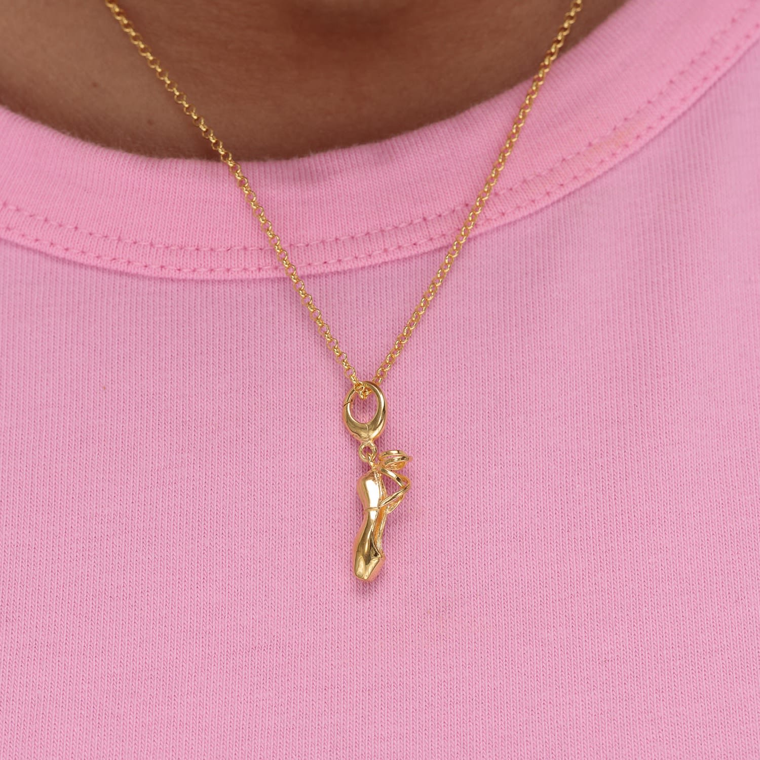 Gold Plated Pointe Ballet Shoe Necklace