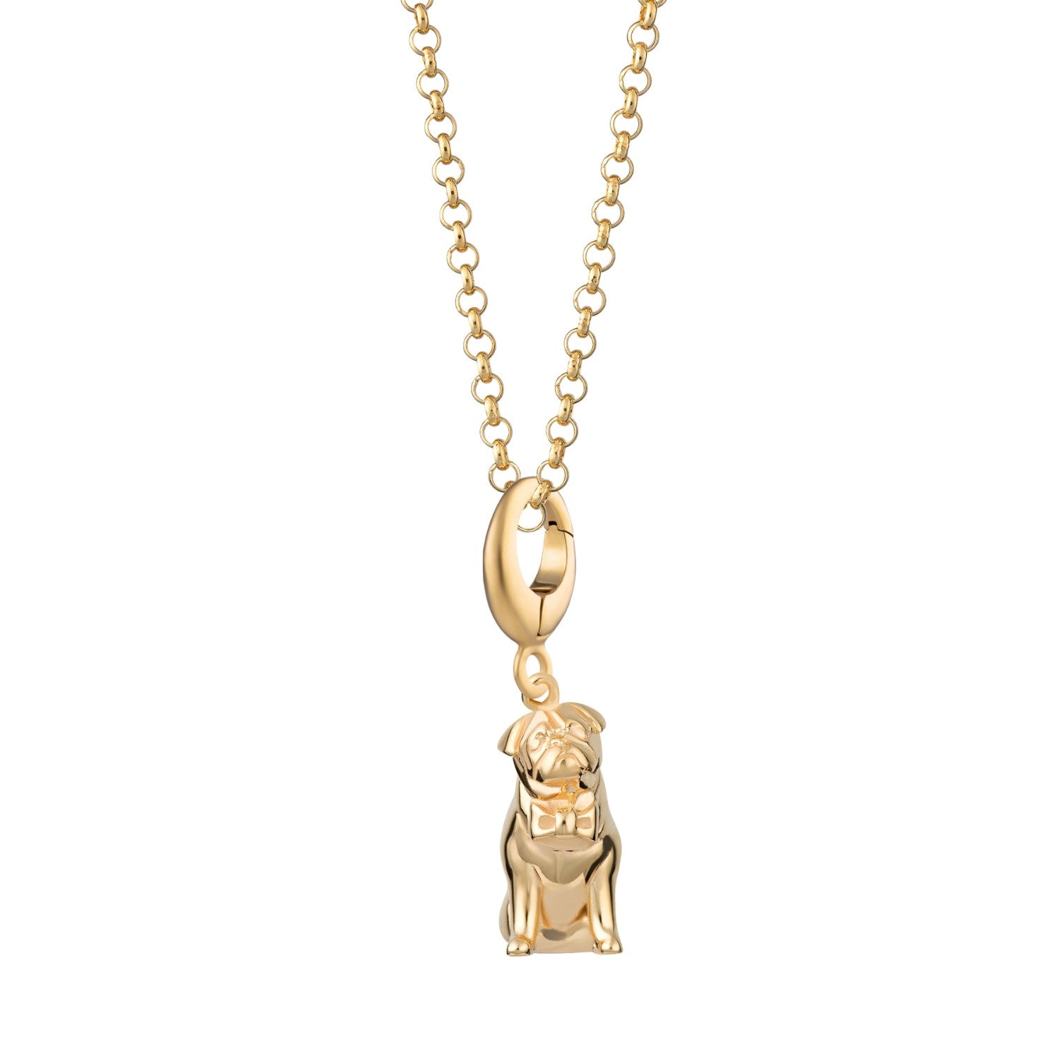 Gold Plated Pug Charm Necklace
