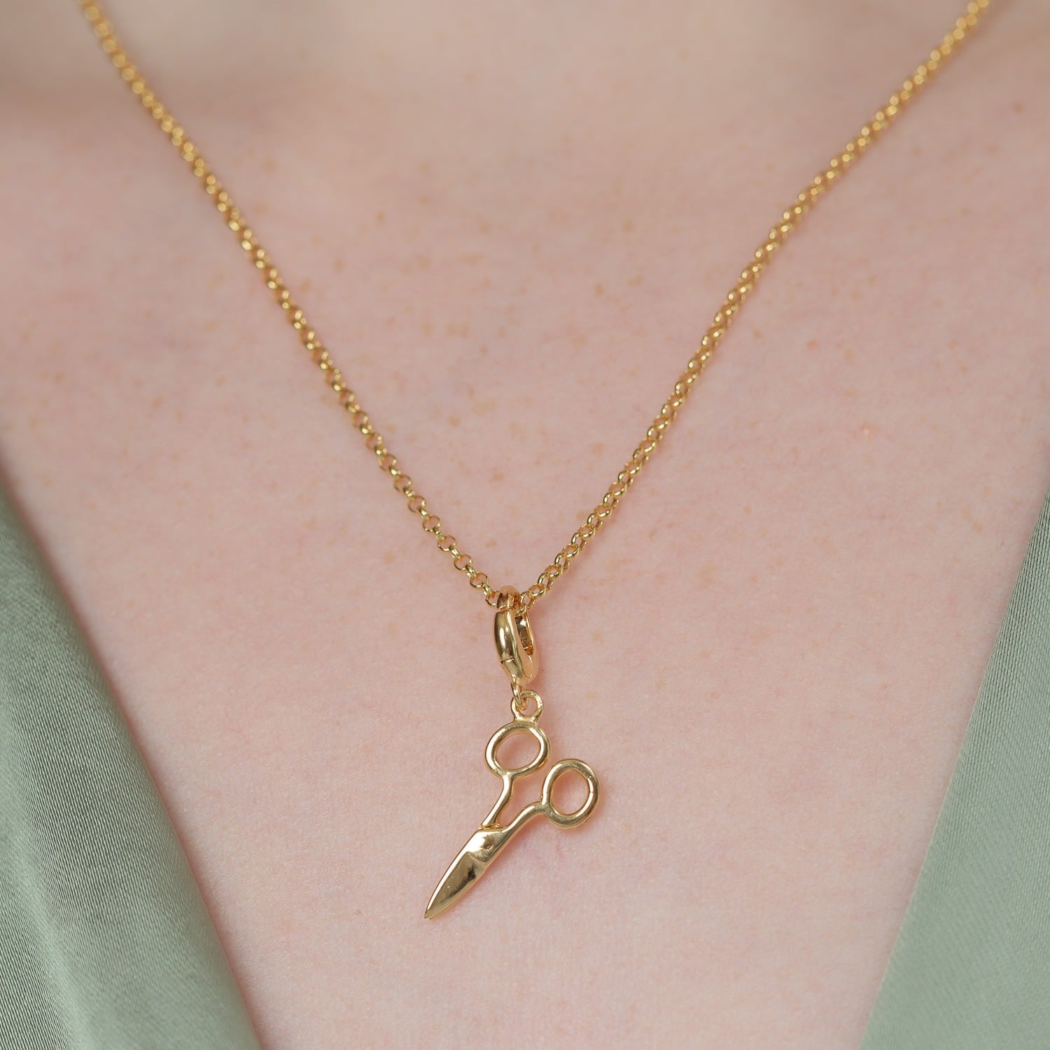 Gold Plated Scissors Charm Necklace