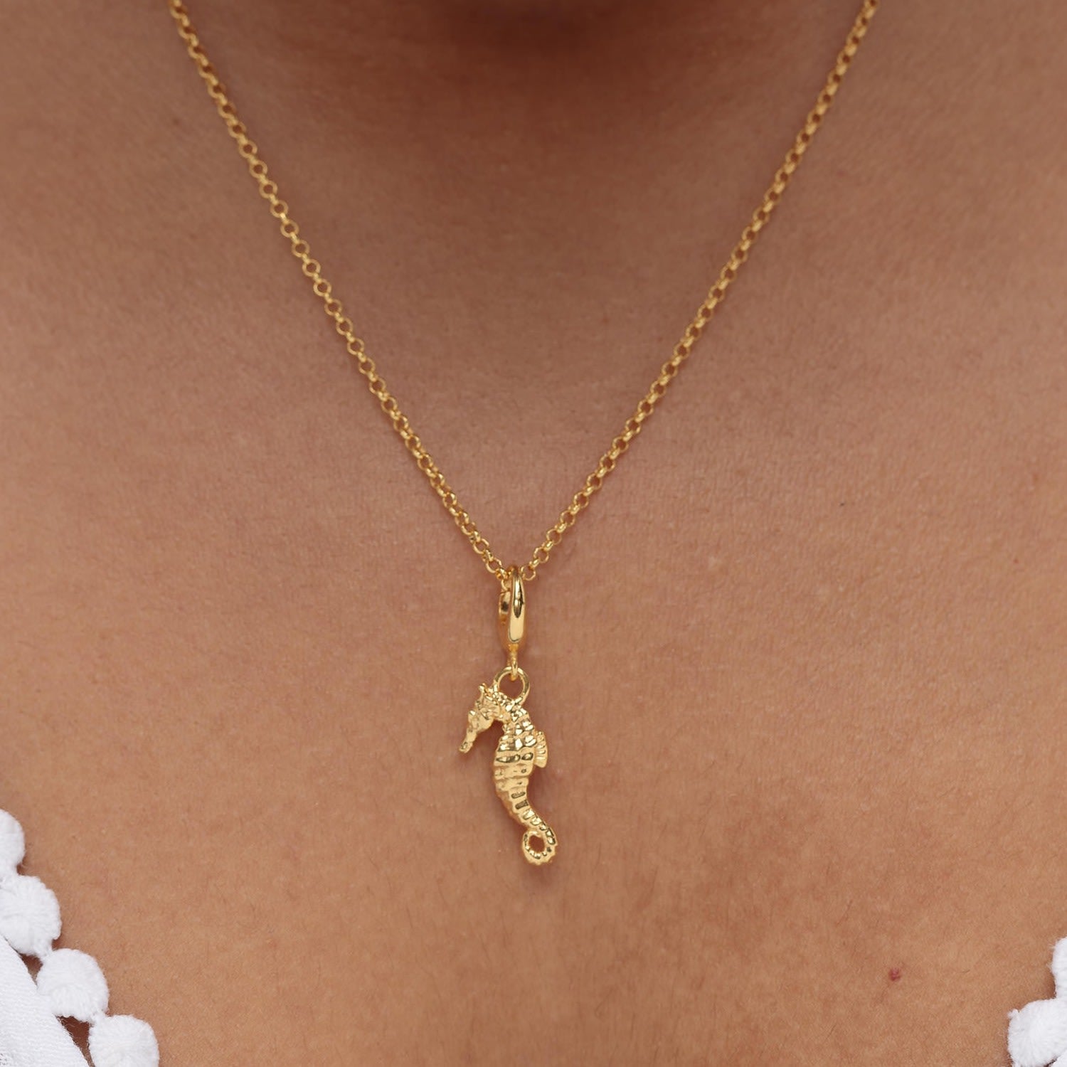 Gold Plated Seahorse Charm Necklace