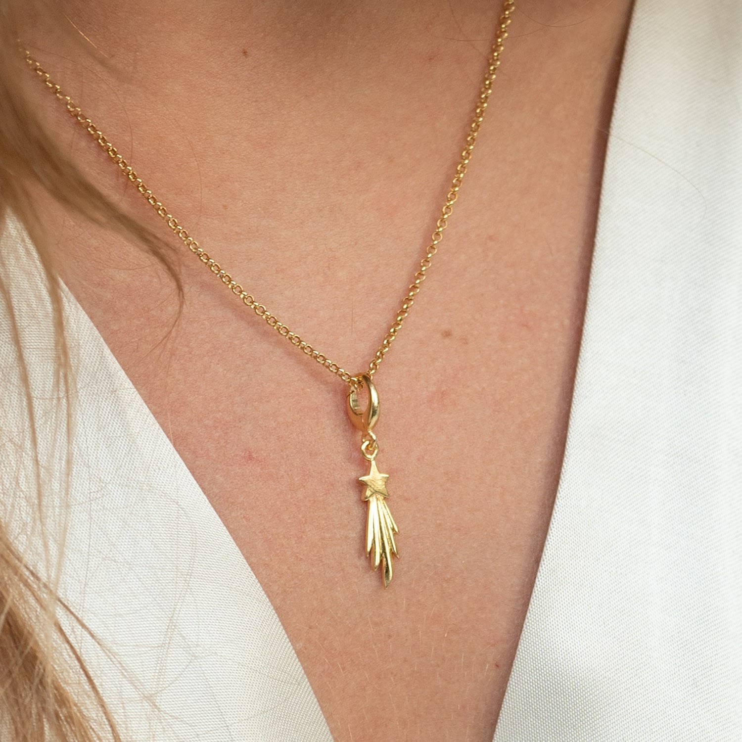 Gold Plated Shooting Star Charm Necklace