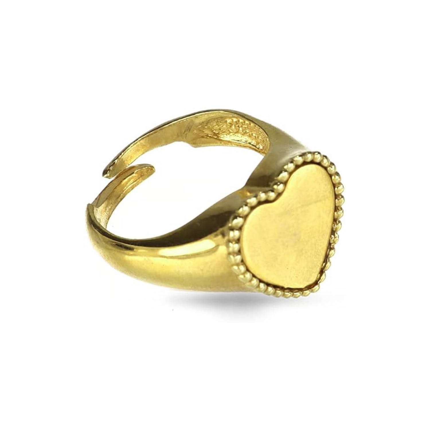 Adjustable Gold-Plated Sterling Silver Heart Ring – Elegant, Timeless Jewelry, Perfect Romantic Gift For Women