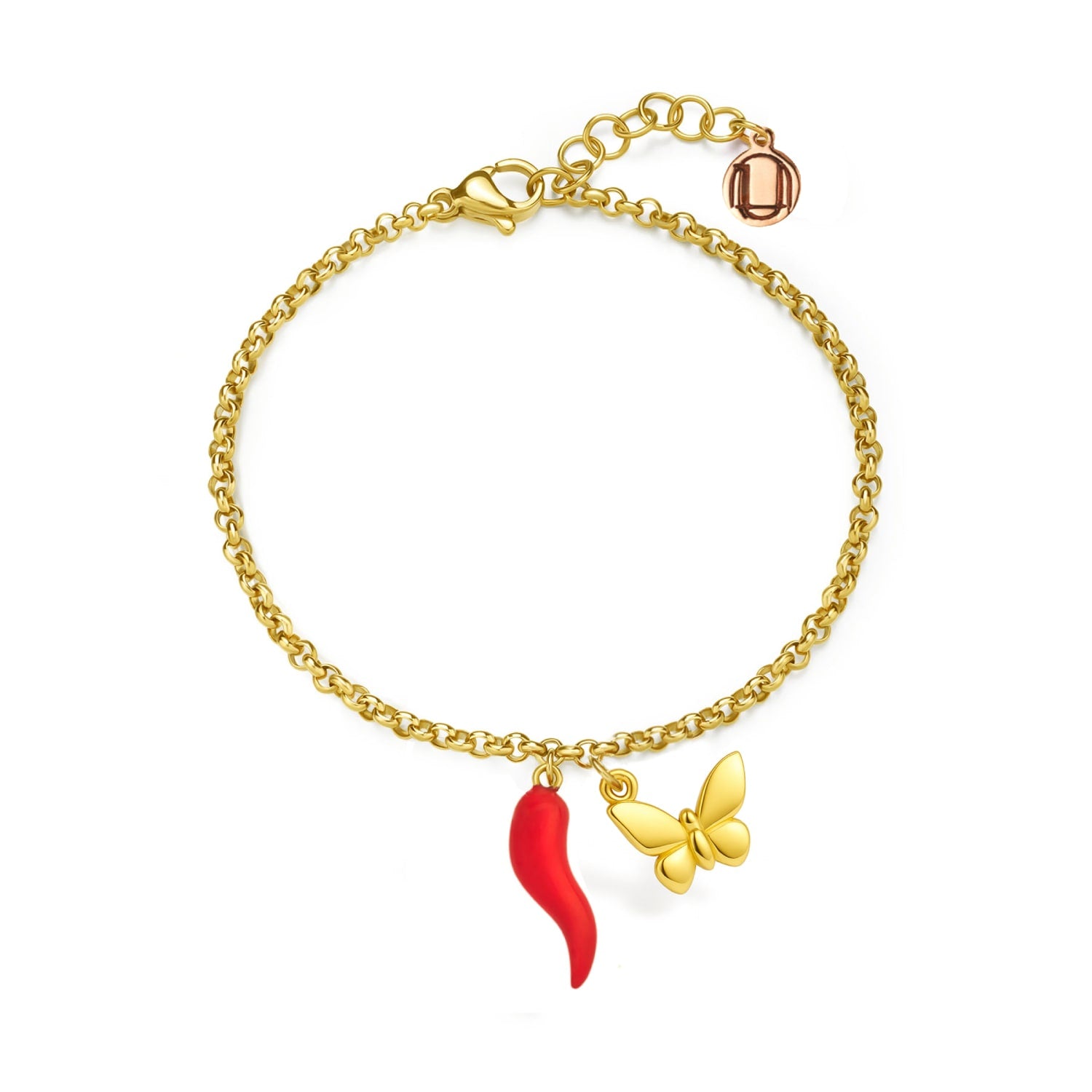 Gold-Plated Silver Lucky Charm Bracelet